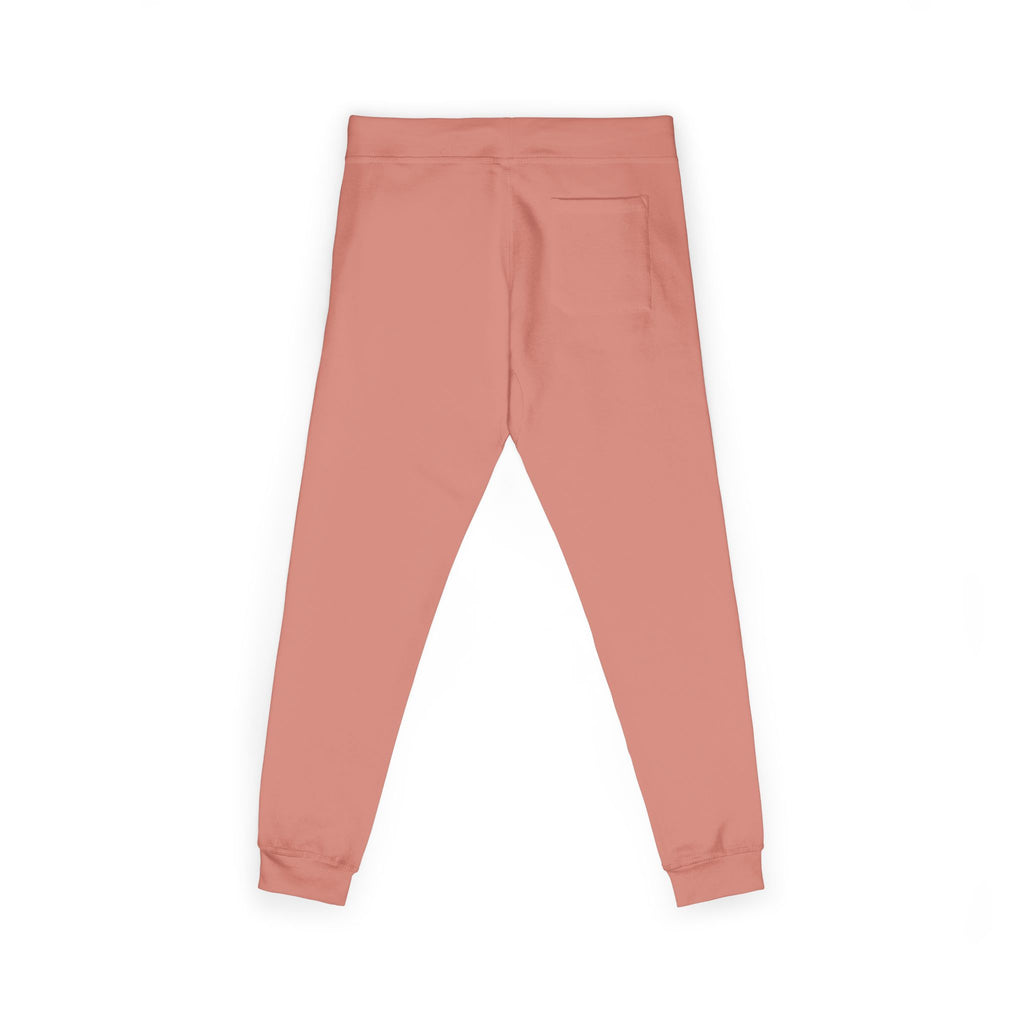Embroidered Cozy Fleece Sweatpants — Coral Joggers with Pocket Patch