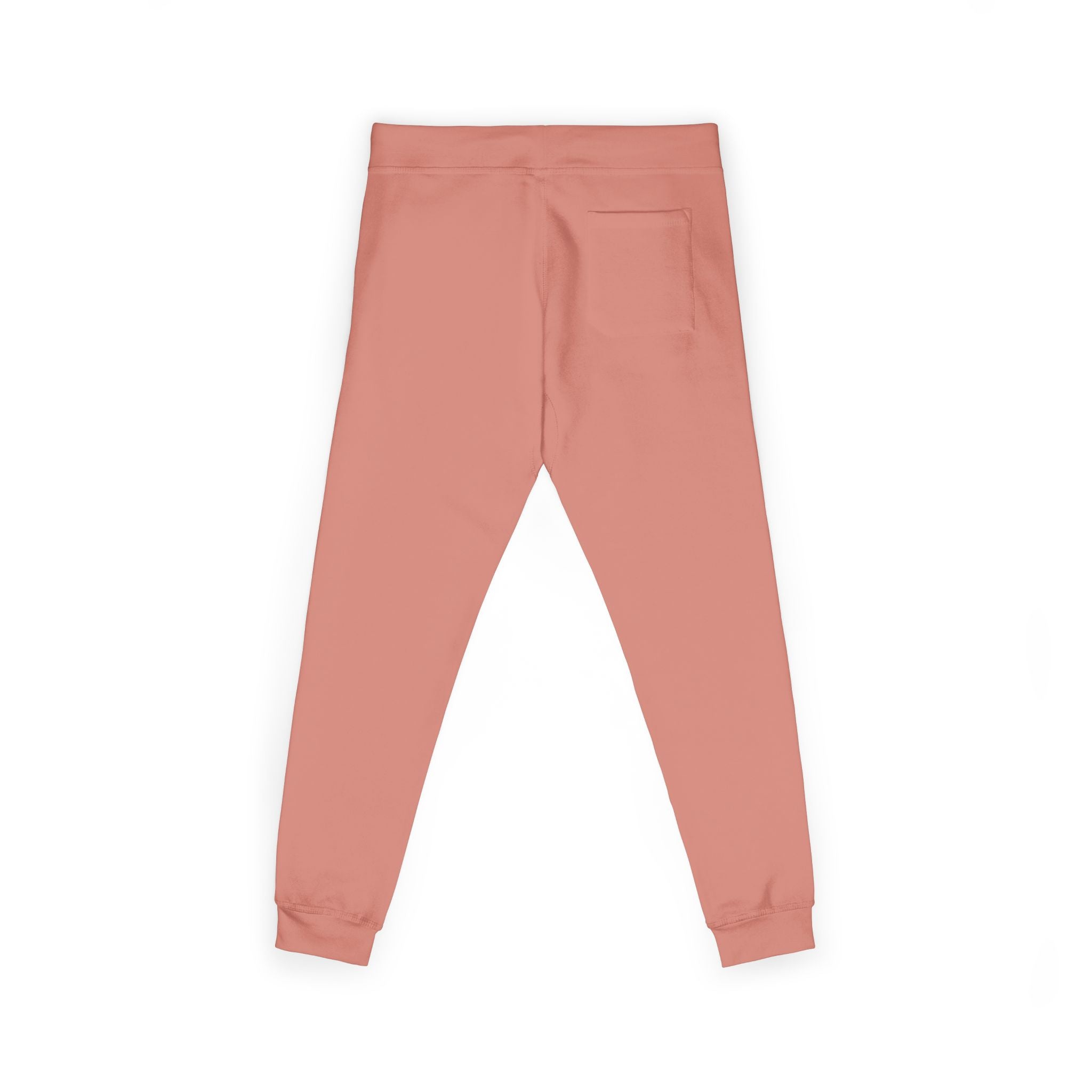 Embroidered Cozy Fleece Sweatpants — Coral Joggers with Pocket Patch
