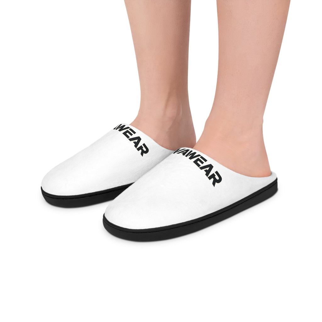 Women's Indoor Slippers — Cozy White Slide Slippers with 'RYANWEAR' Logo
