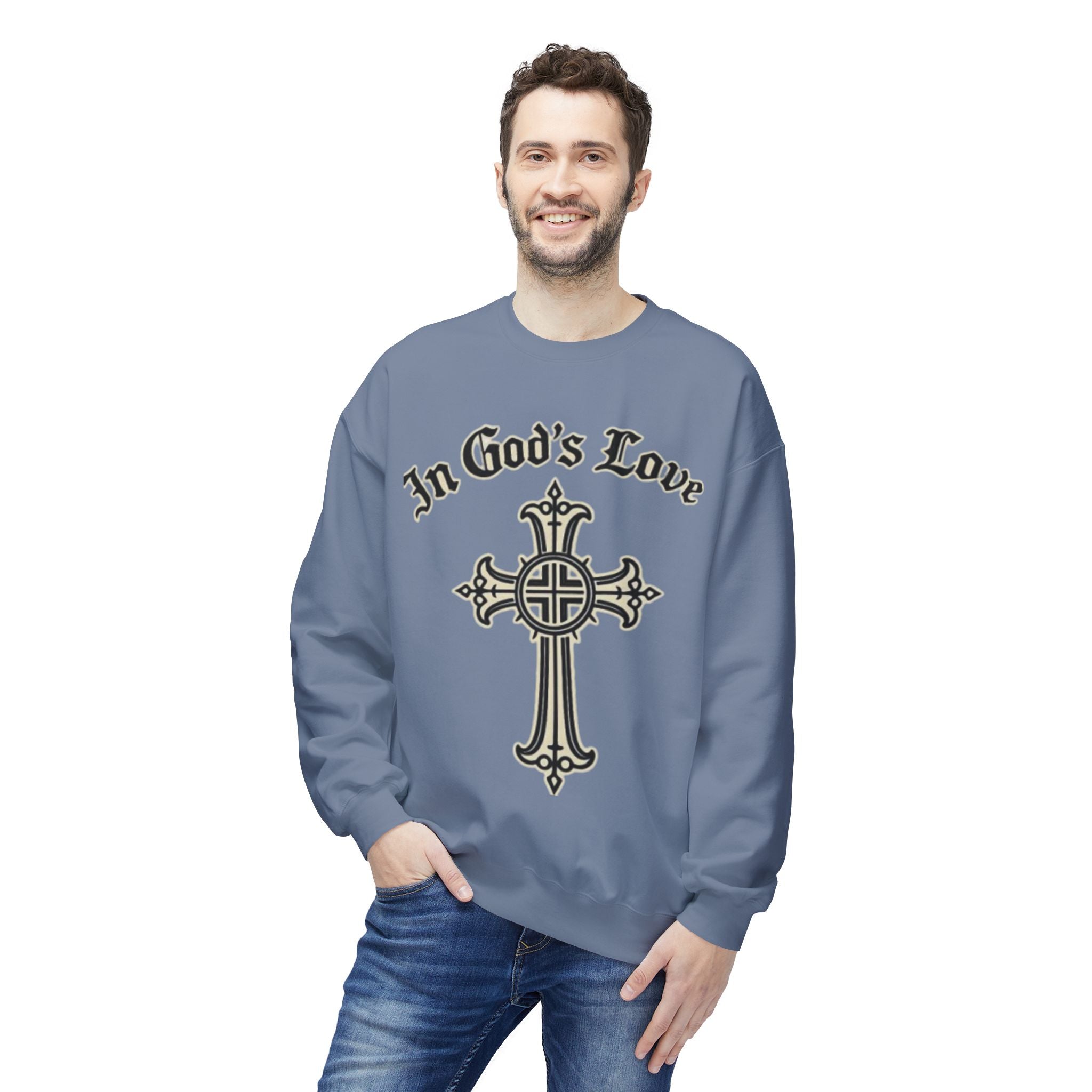 In God's Love Cross Crewneck Sweatshirt — Christian Faith Pullover
