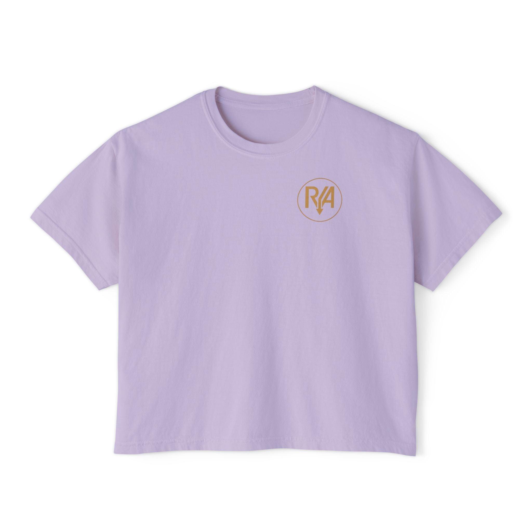 Women's Boxy Tee — Minimal Gold Monogram 'R/A' Chest Logo
