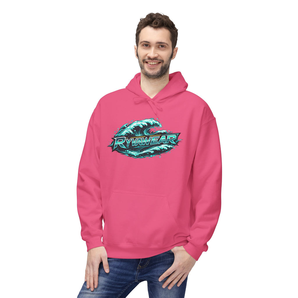 Hoodie — Retro Teal 'Rivestar' Surf Wave Logo Pullover