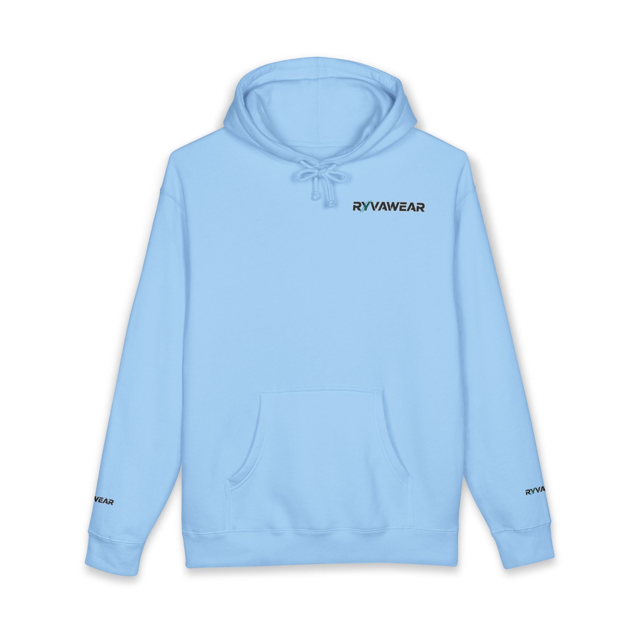 Minimal Logo Hoodie — White "RVNWEAR" Chest & Sleeve Print