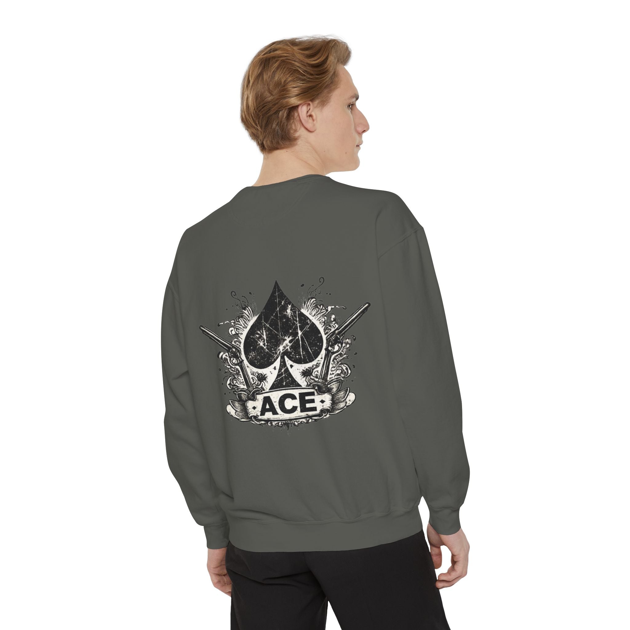 Ace Spade Sweatshirt — Vintage Distressed Card Graphic Crewneck