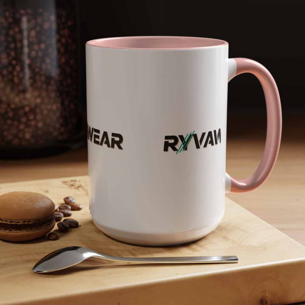 RyvaWear Logo Accent Coffee Mug — Black-Trim Ceramic Coffee Cup (11/15oz)