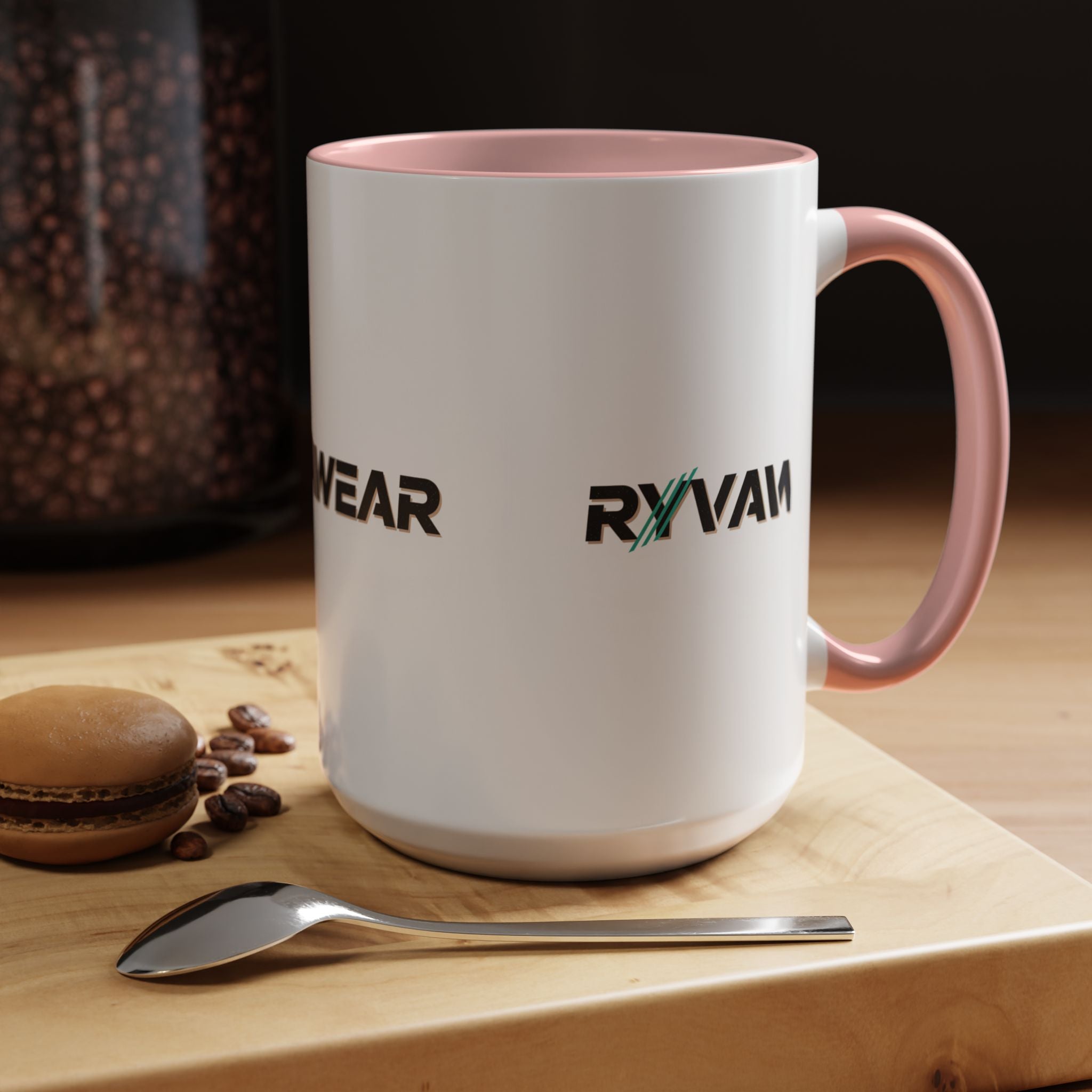 RyvaWear Logo Accent Coffee Mug — Black-Trim Ceramic Coffee Cup (11/15oz)