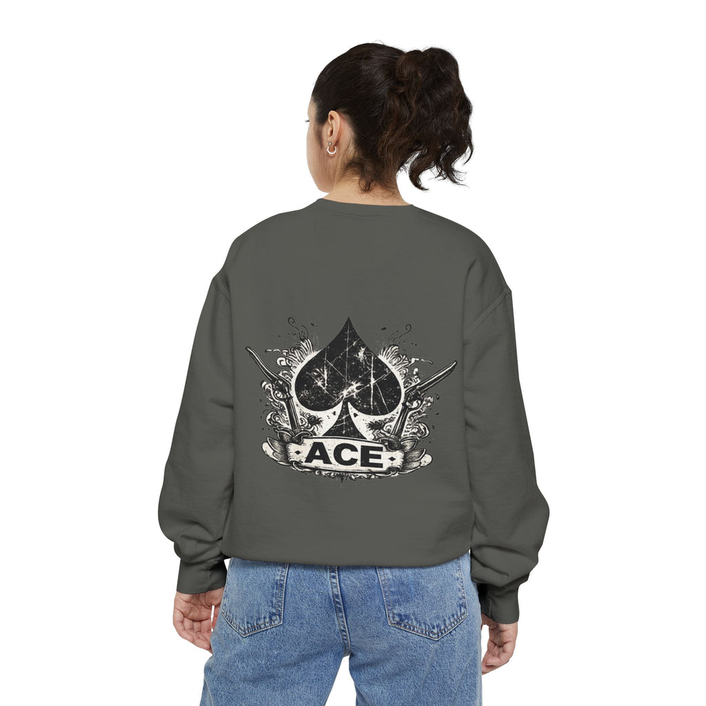 Ace Spade Sweatshirt — Distressed Playing Card Logo Crewneck
