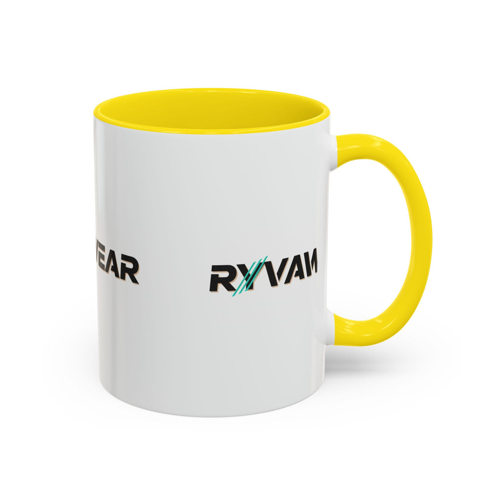 RyvaWear Logo Accent Coffee Mug — Black-Trim Ceramic Coffee Cup (11/15oz)