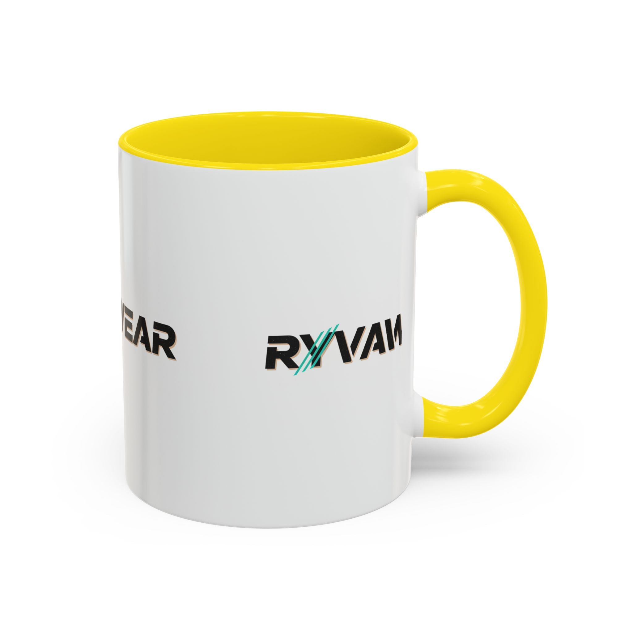 RyvaWear Logo Accent Coffee Mug — Black-Trim Ceramic Coffee Cup (11/15oz)