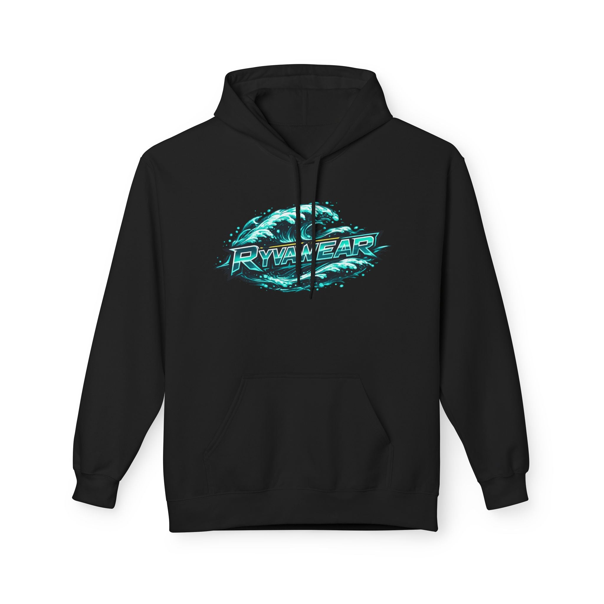 Hoodie — Retro Teal 'Rivestar' Surf Wave Logo Pullover