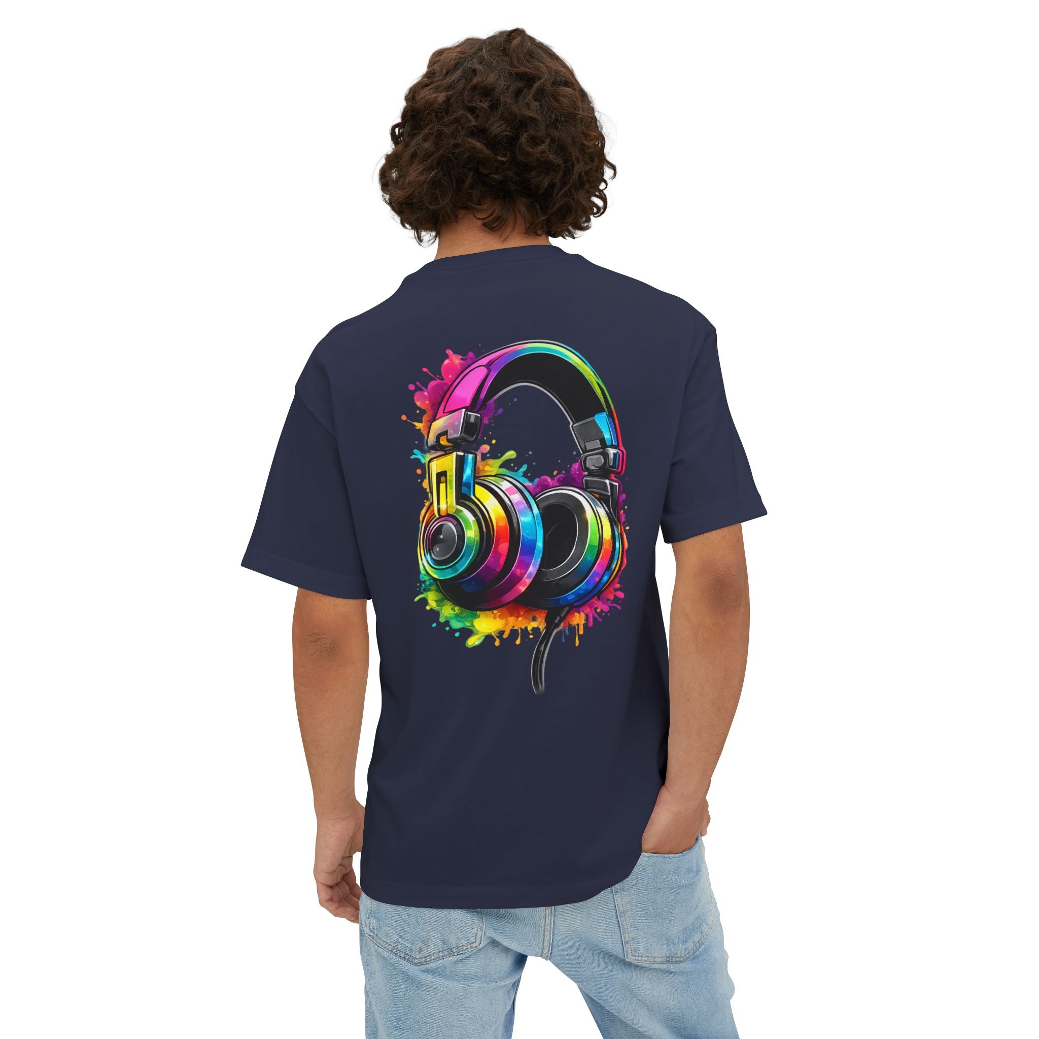 Headphones Graphic Tee - Colorful Splash DJ Music T-Shirt