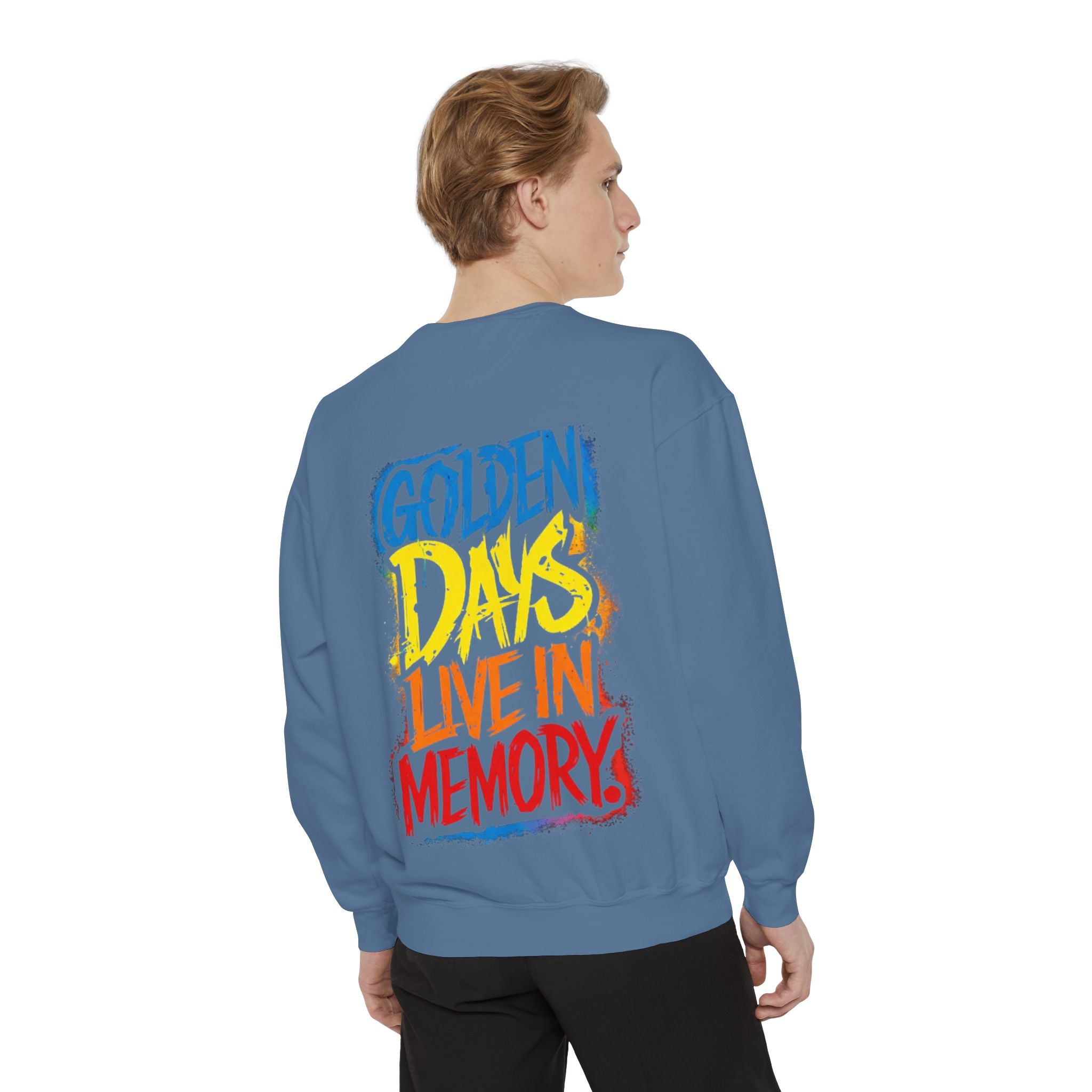 Golden Days Live In Memory Sweatshirt - Retro Brushstroke Graphic Crewneck