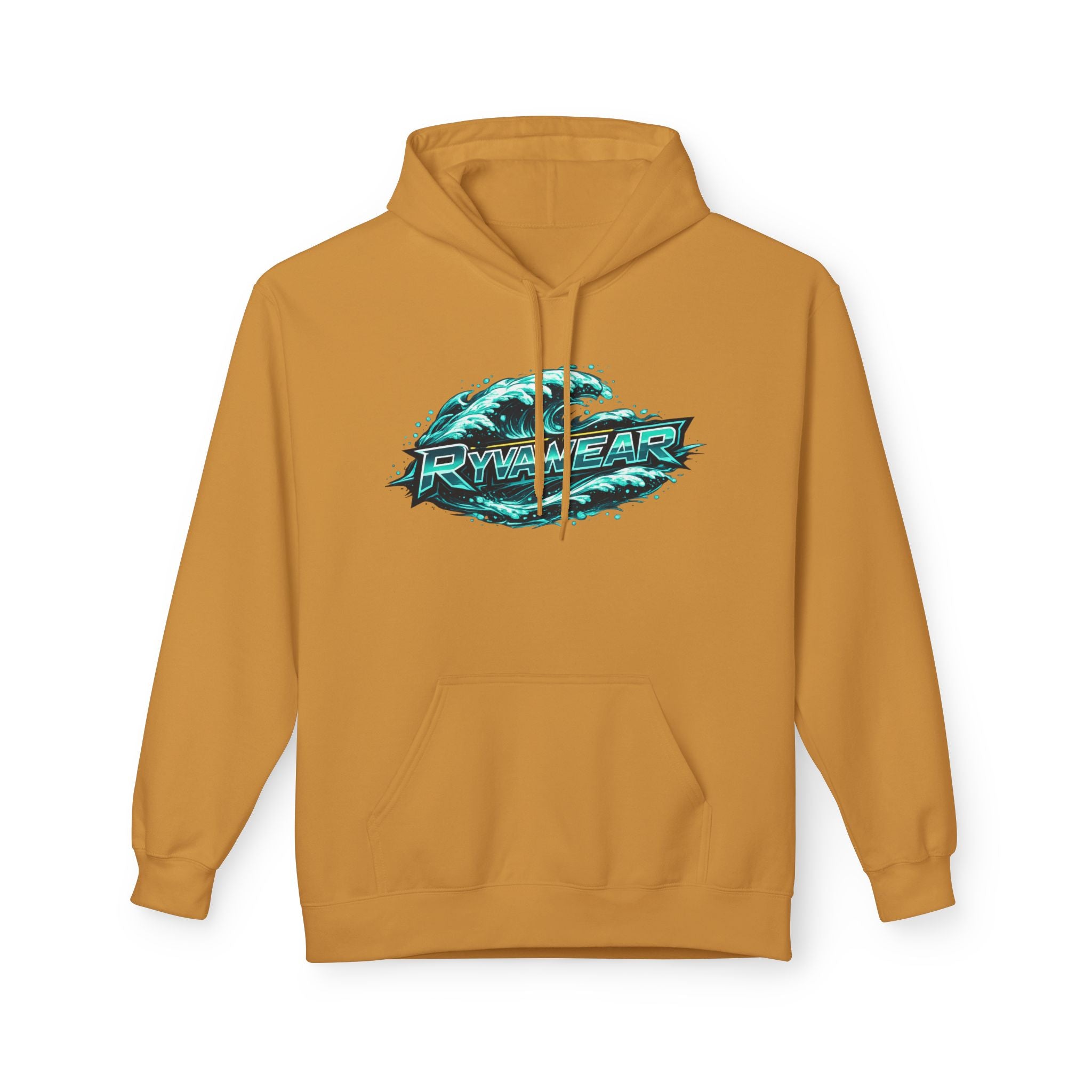 Hoodie — Retro Teal 'Rivestar' Surf Wave Logo Pullover
