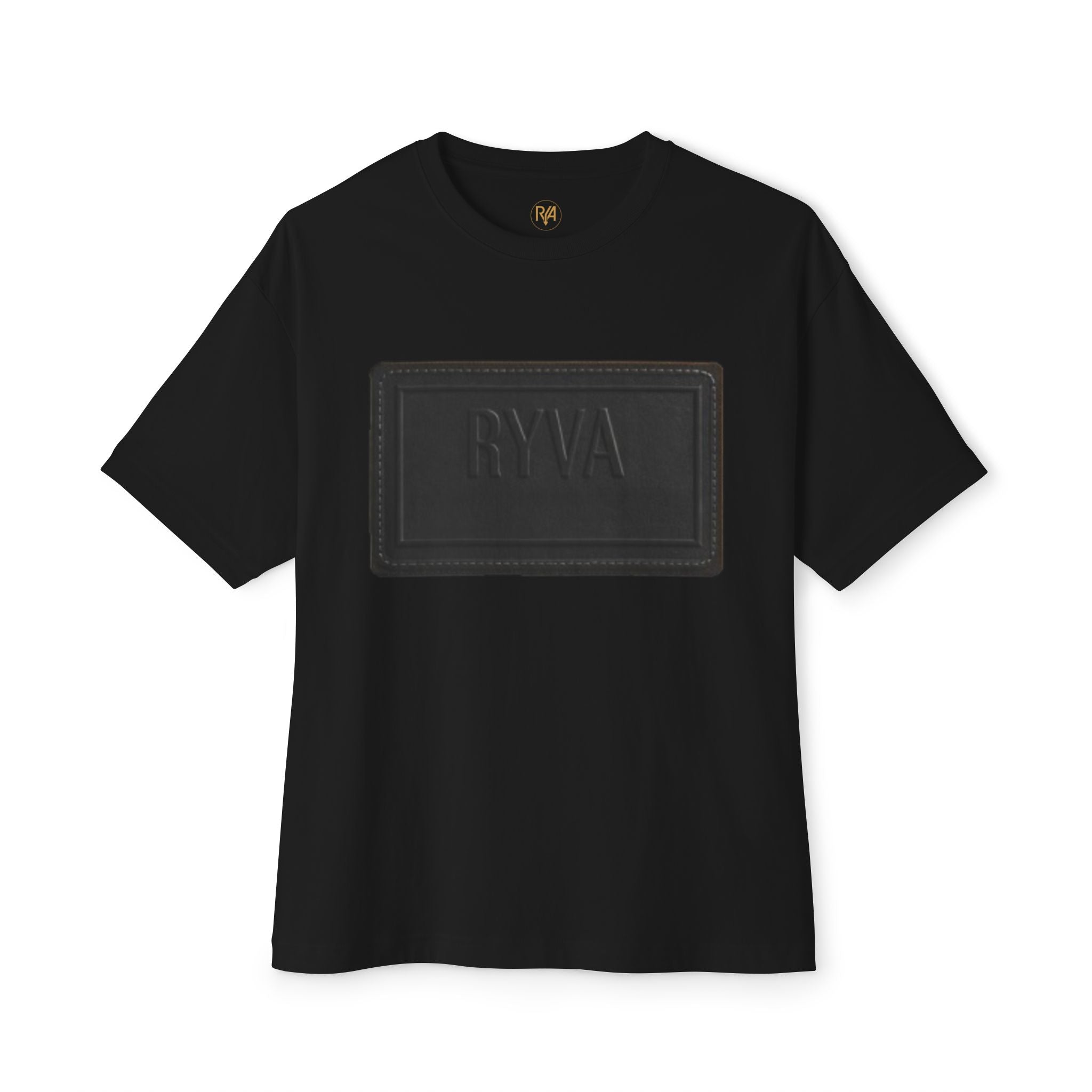 Boxy Tee — Black Embossed 'RVA' Logo Graphic
