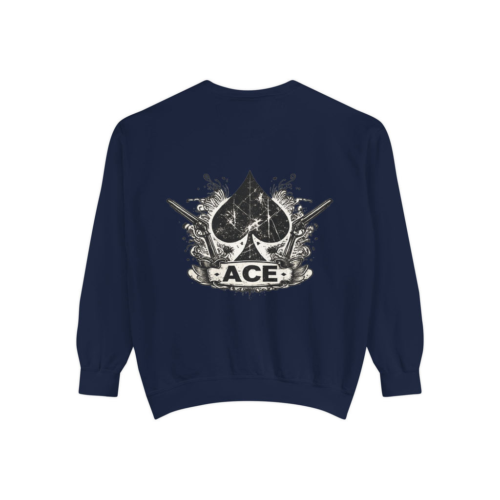 Ace Spade Sweatshirt — Vintage Distressed Card Graphic Crewneck