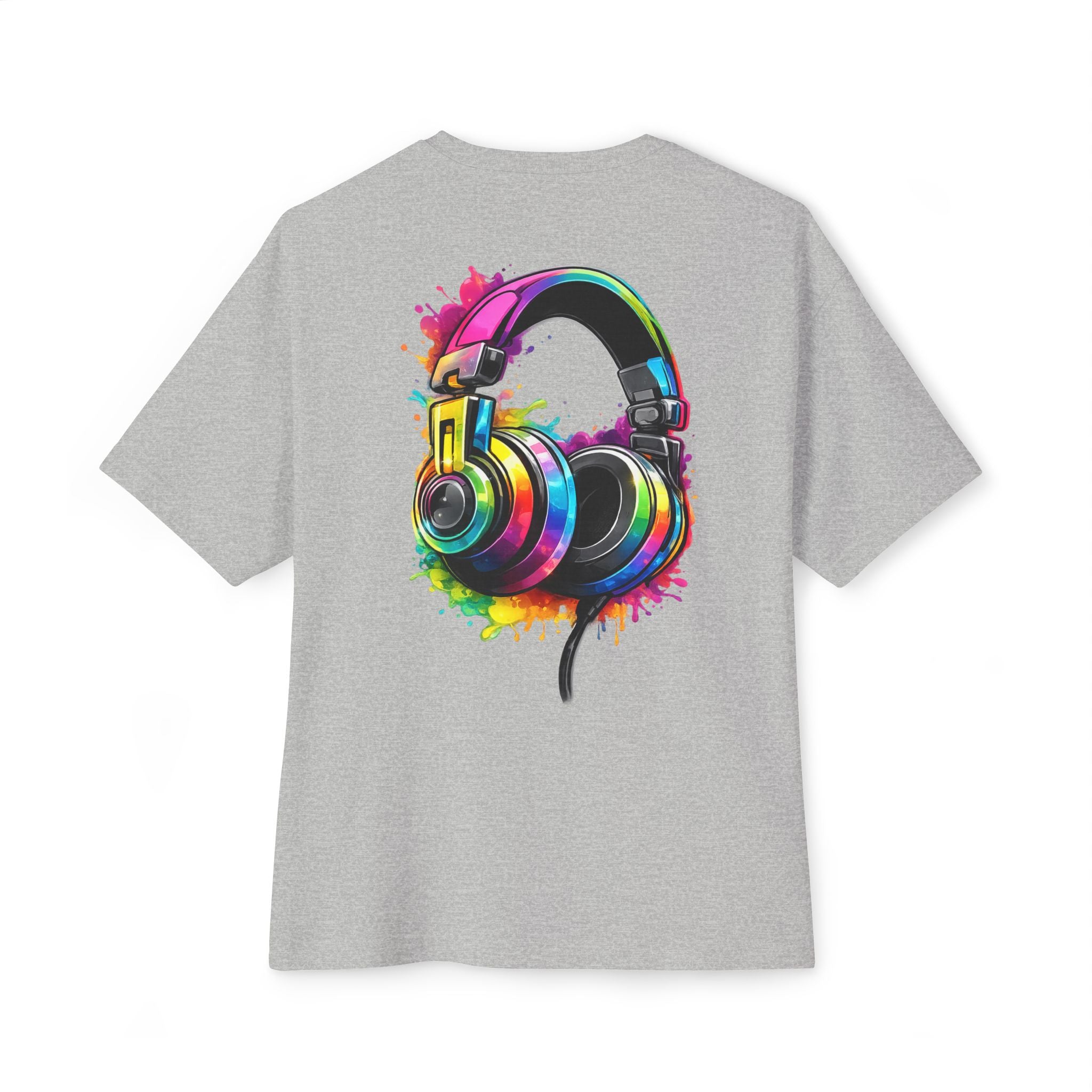 Headphones Graphic Tee - Colorful Splash DJ Music T-Shirt