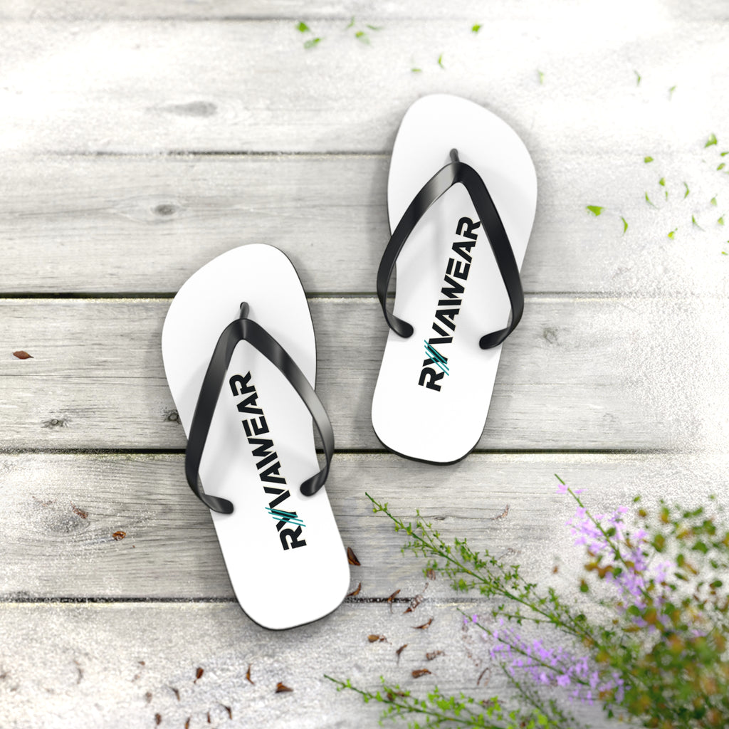 RYVIAWEAR Logo Flip Flops — Casual Beach Sandals with Branded Print
