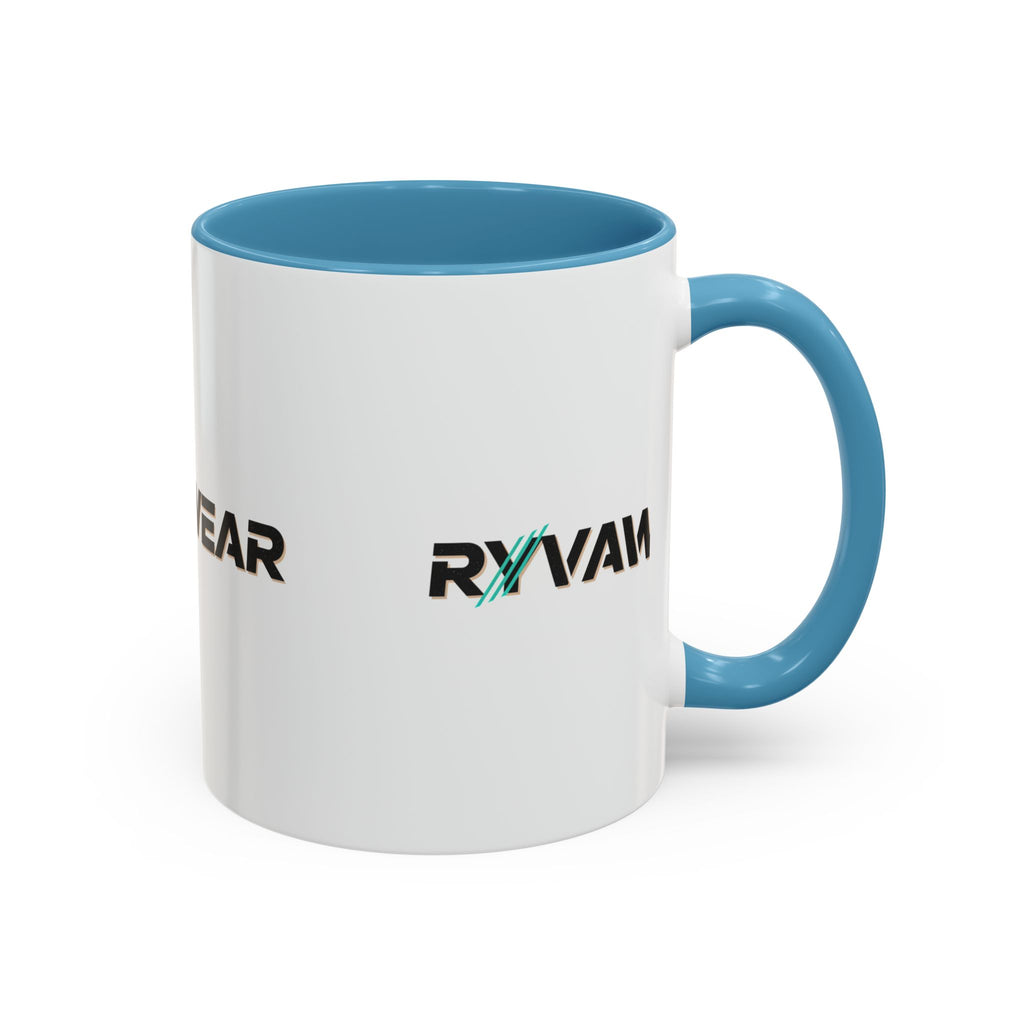 RyvaWear Logo Accent Coffee Mug — Black-Trim Ceramic Coffee Cup (11/15oz)
