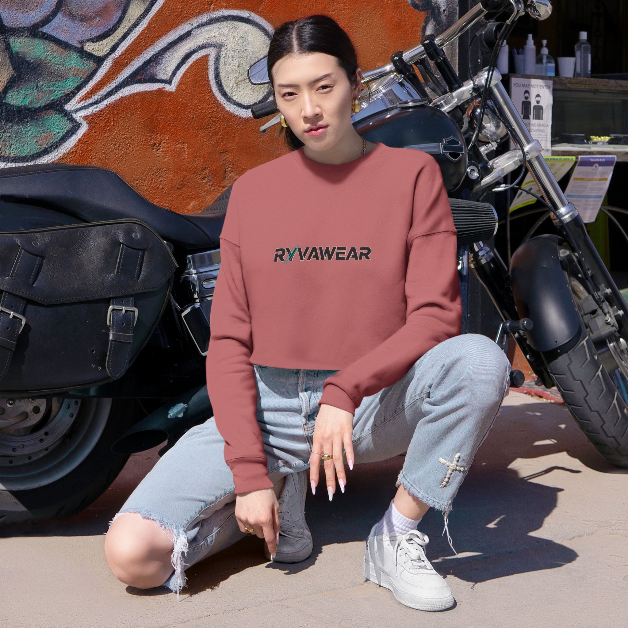 RYVAWEAR Cropped Sweatshirt — Women's Box Logo Casual Crop Top