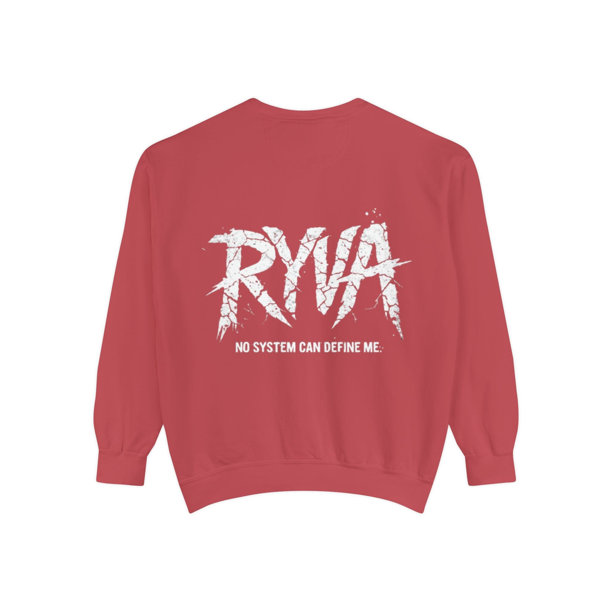 RYVA Graphic Sweatshirt — "No System Can Define Me" Garment-Dyed Crewneck