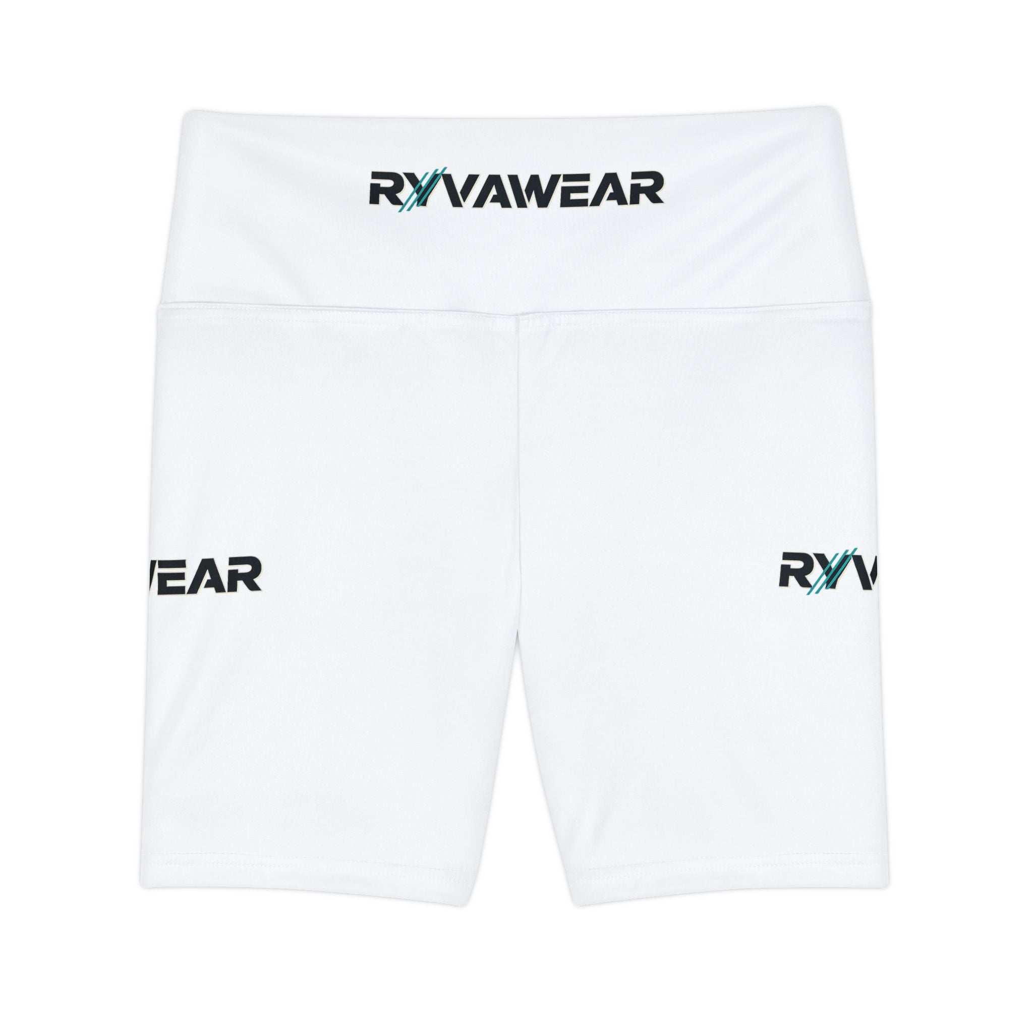 Women's Workout Shorts — RYVAEAR Branded White High-Waist Active Bike Shorts