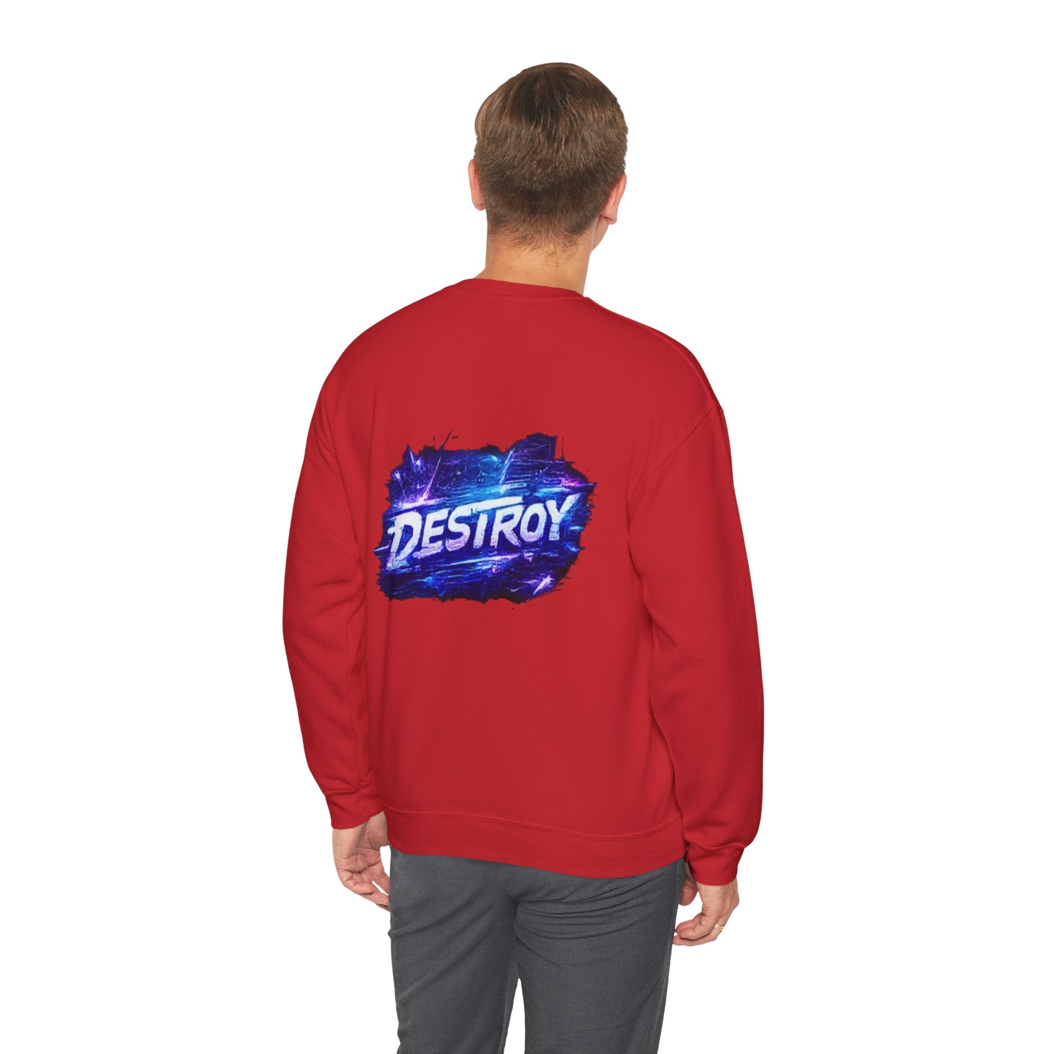 Destroy Graphic Crewneck Sweatshirt — Cosmic Brushstroke Logo