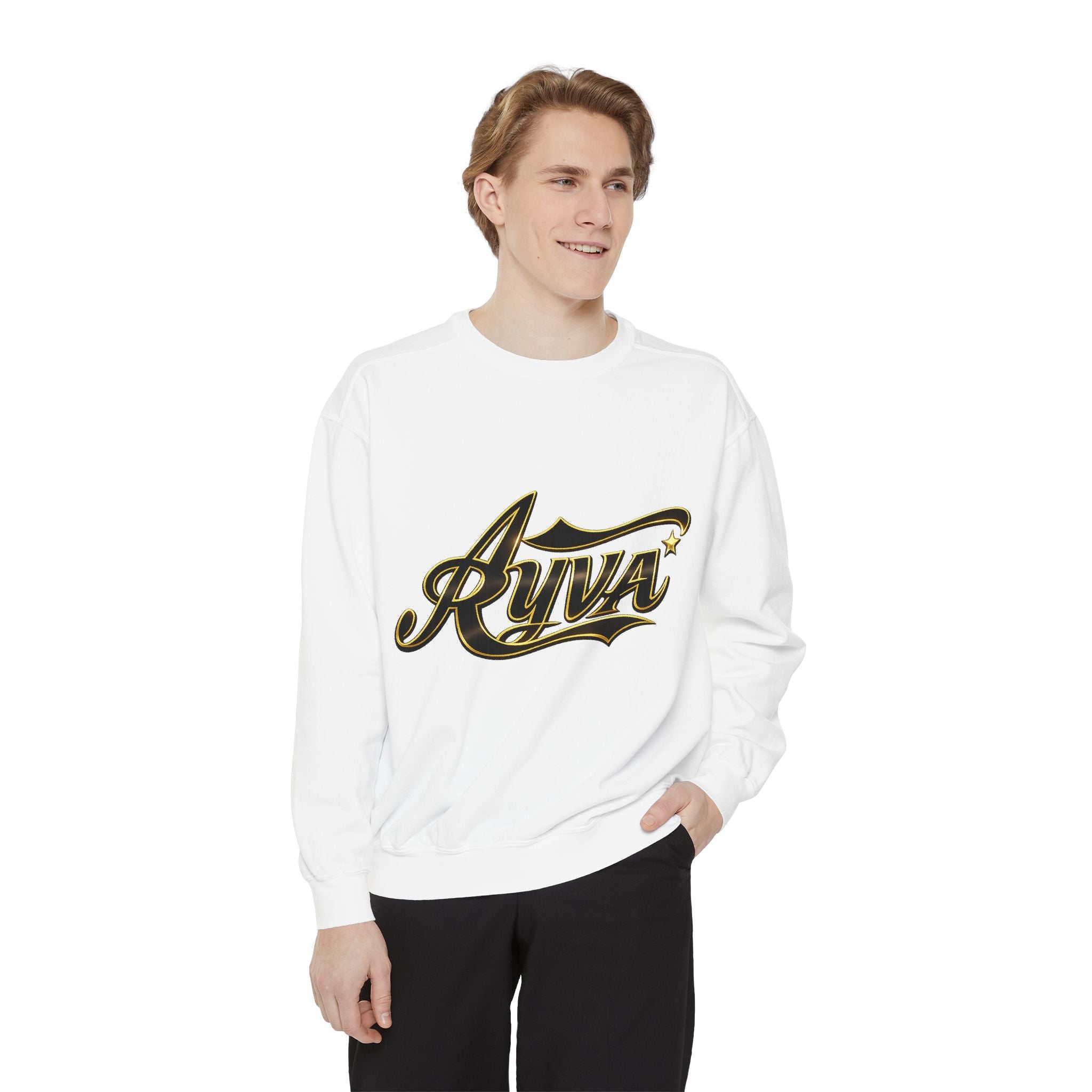 Riva Script Logo Sweatshirt — Vintage Gold Graphic Crewneck