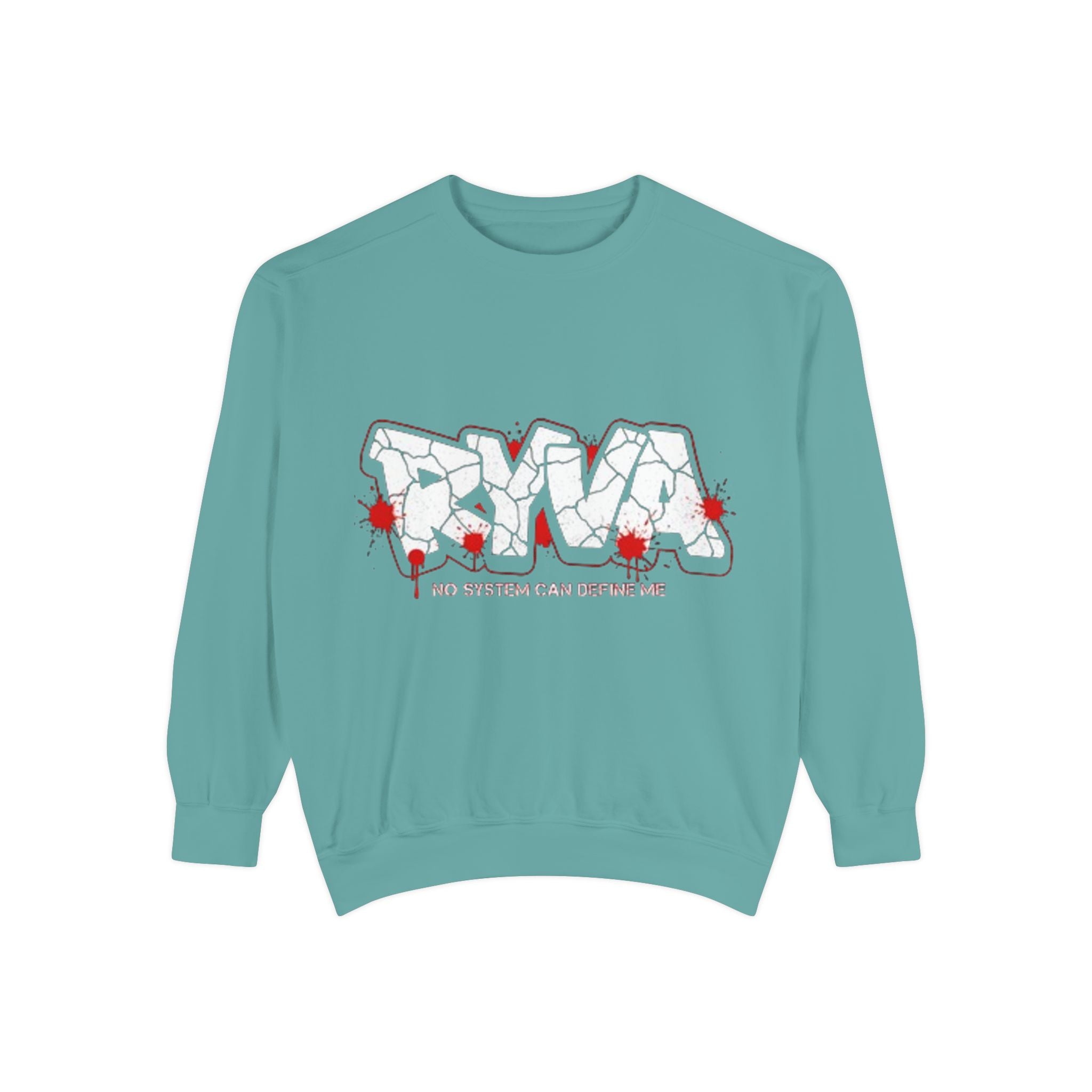 Sweatshirt — 'ROAR' Graphic Sweatshirt with Red Paint Splatter, "No Weapons Can Define Me"