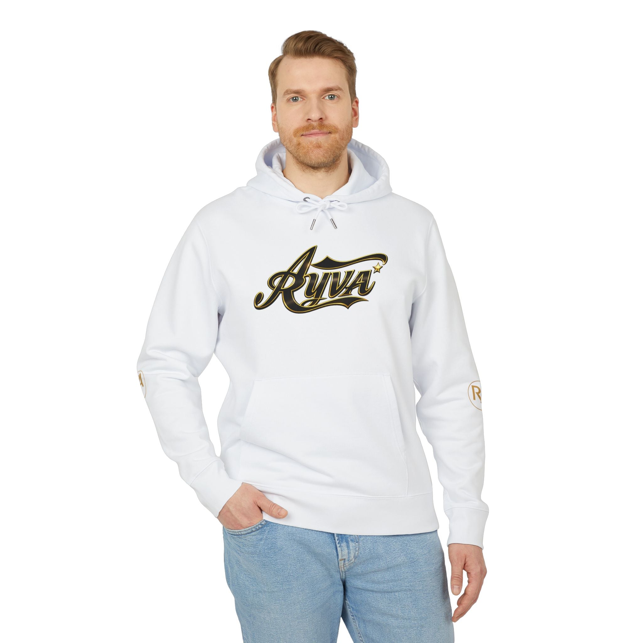 Riva Script Hoodie — White Logo Pullover