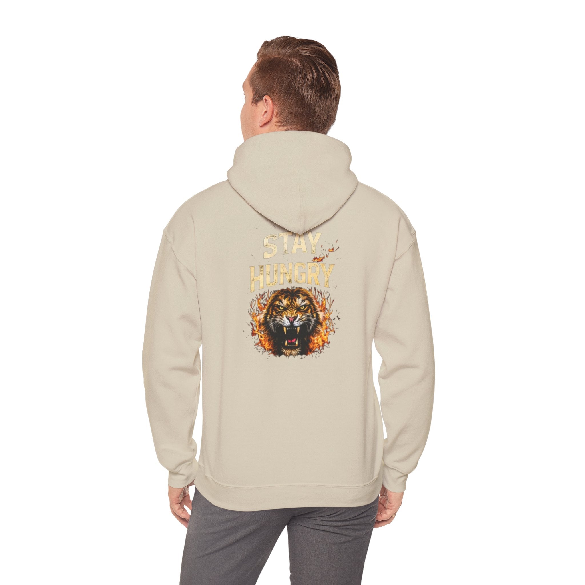 Lion "Stay Hungry" Hoodie – Motivational Graphic Pullover