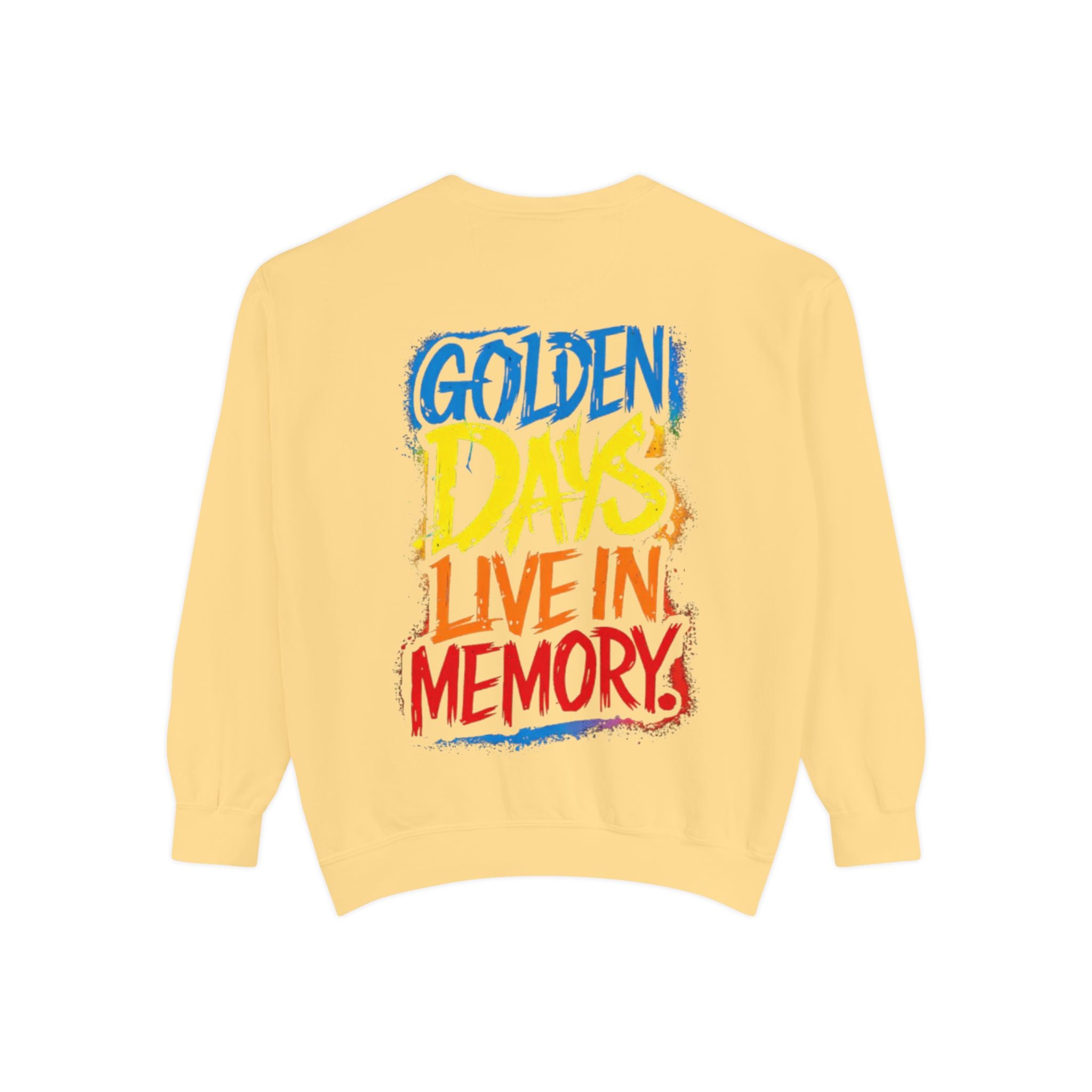 Golden Days Live In Memory Sweatshirt - Retro Brushstroke Graphic Crewneck