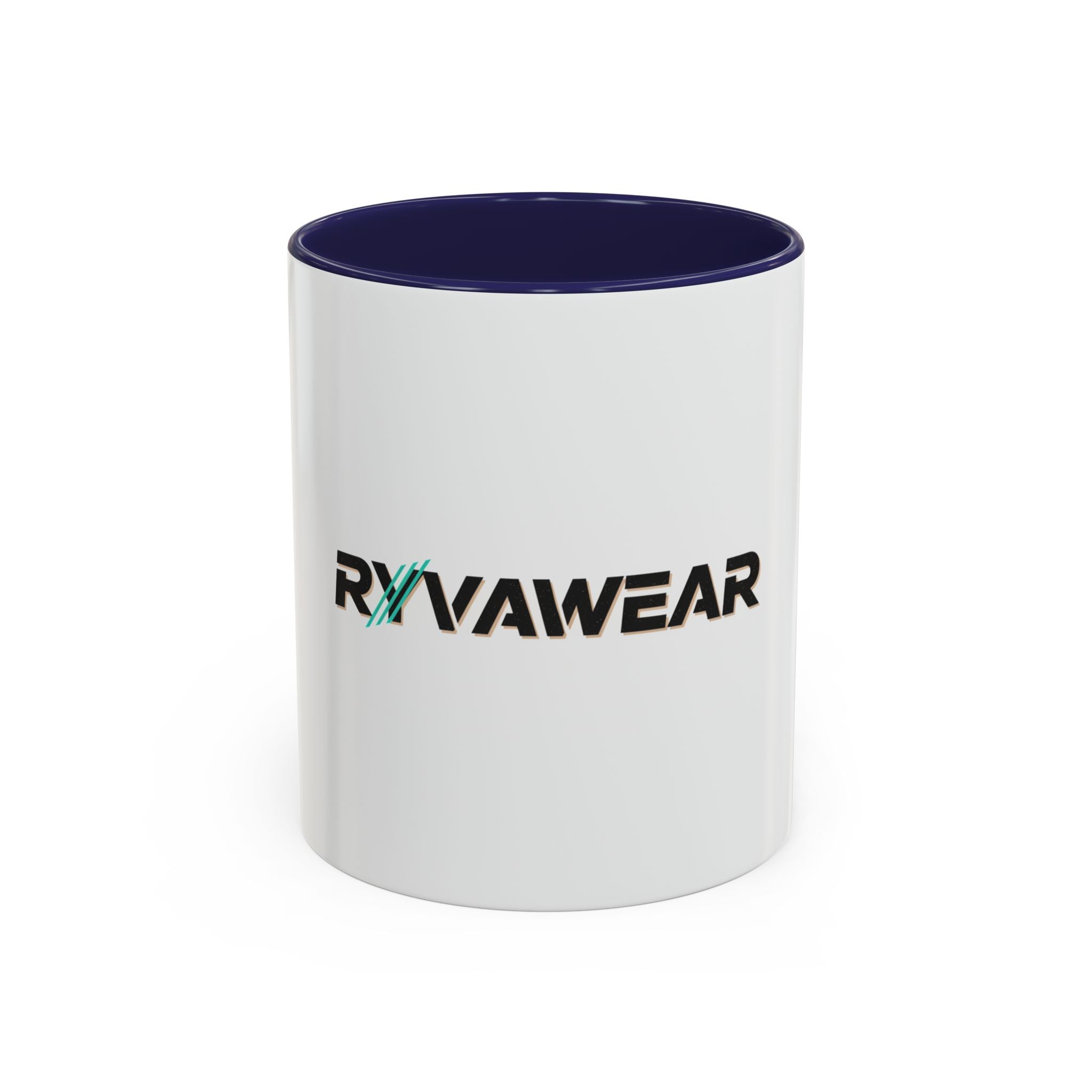 RyvaWear Logo Accent Coffee Mug — Black-Trim Ceramic Coffee Cup (11/15oz)