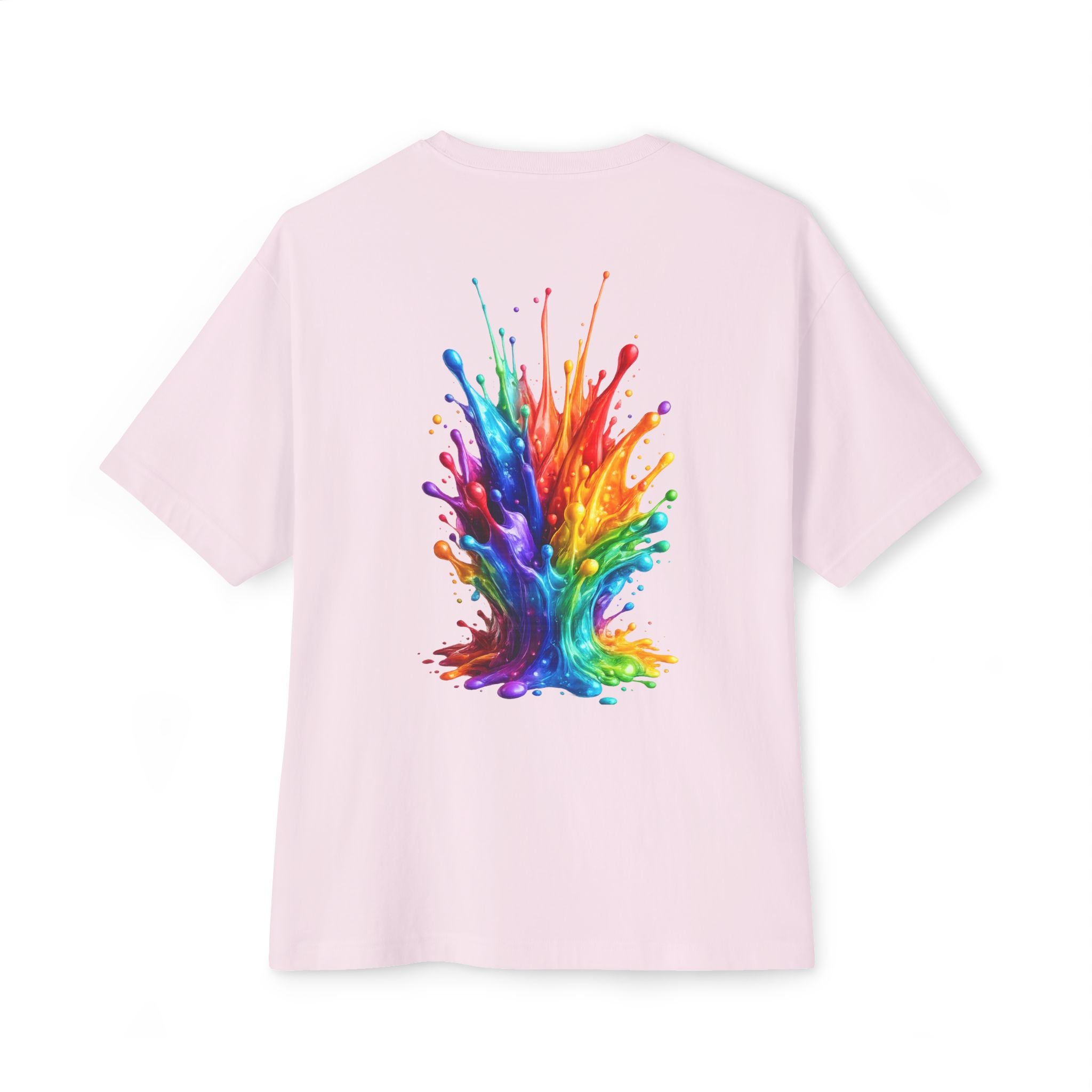 Color Splash Tee — Oversized Boxy Rainbow Paint Splash T-Shirt