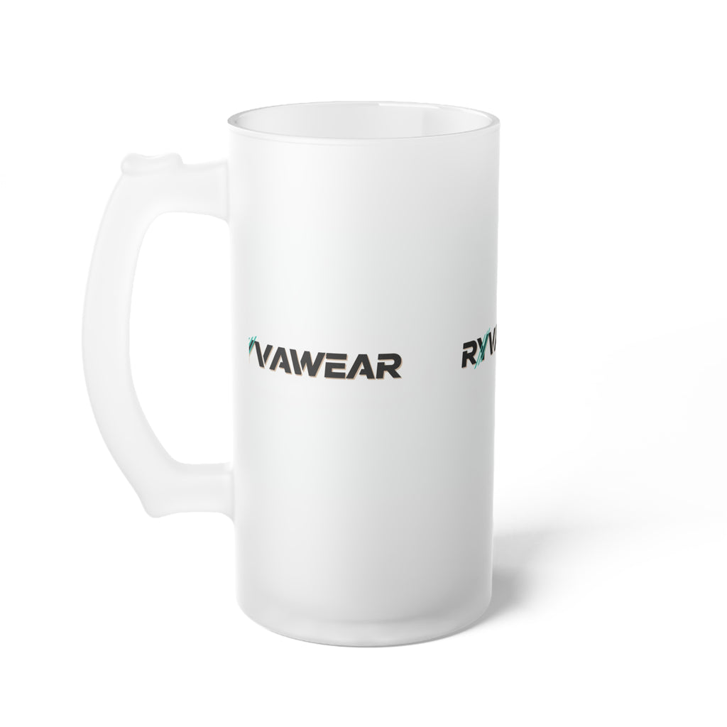 Frosted Glass Beer Mug — RYVAWEAR Logo Frosted Beer Stein for Home Bar & Gifts