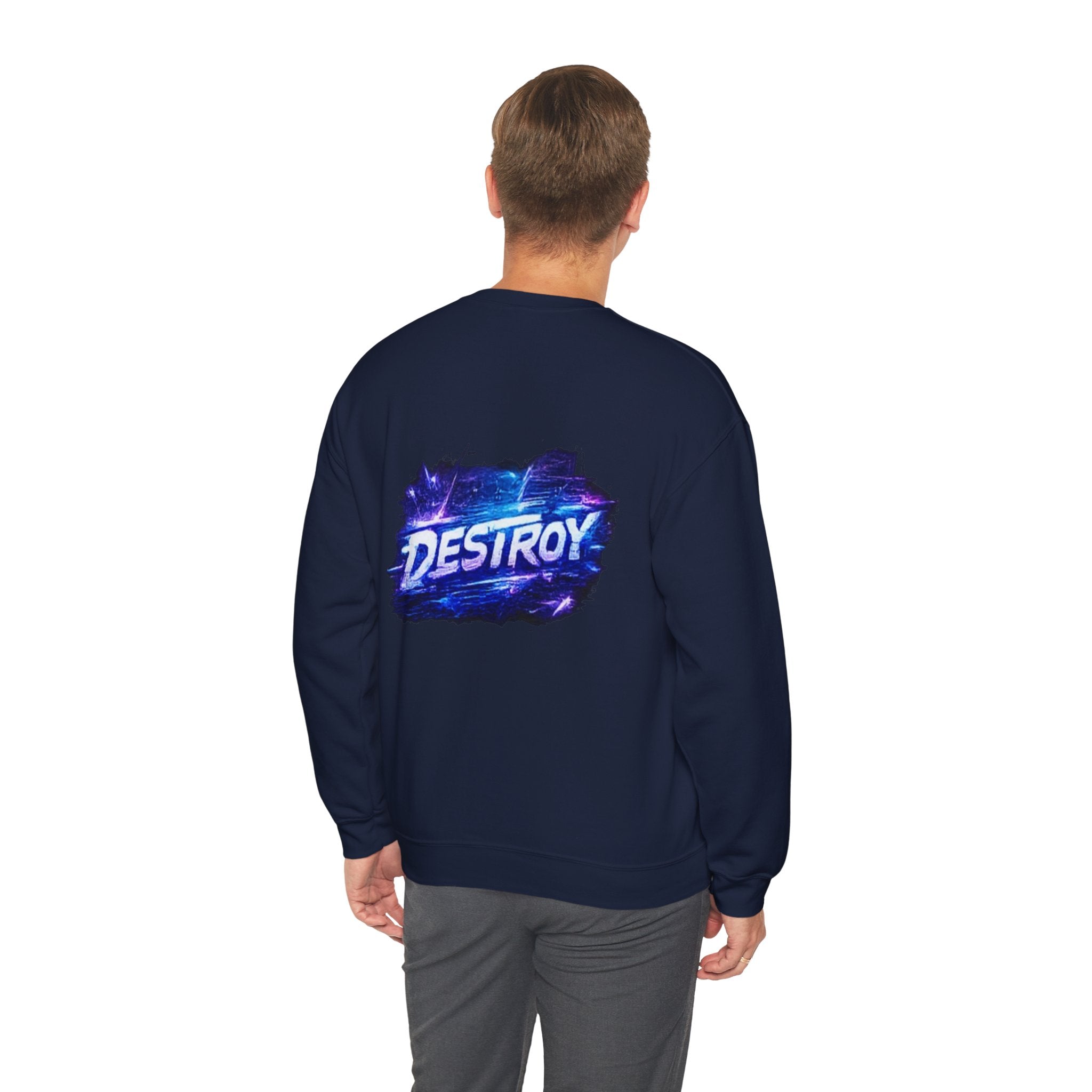 Destroy Graphic Crewneck Sweatshirt — Cosmic Brushstroke Logo