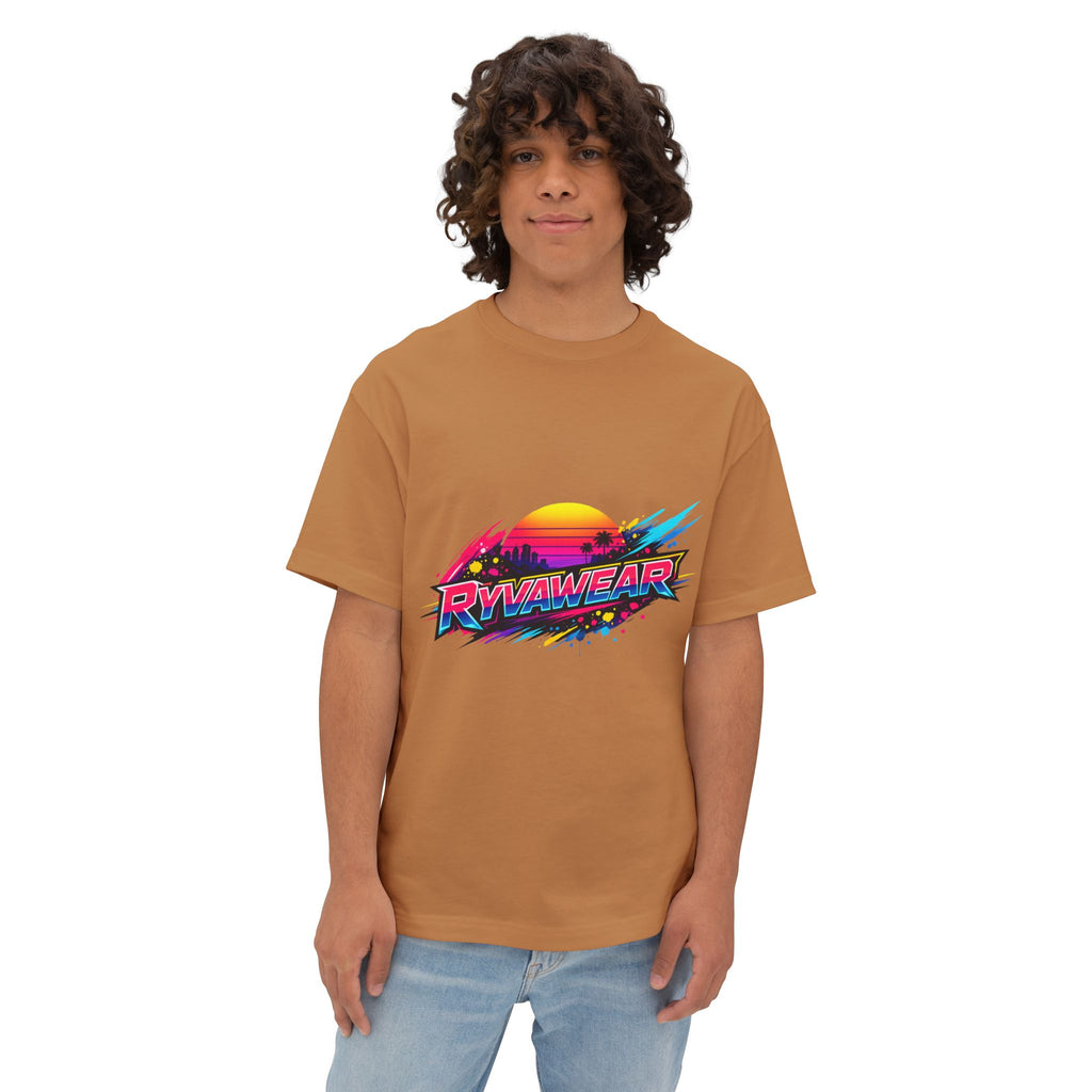 Retro Sunset Graphic Tee — "RVVAWEAR" 80s Vaporwave Style Boxy T-Shirt