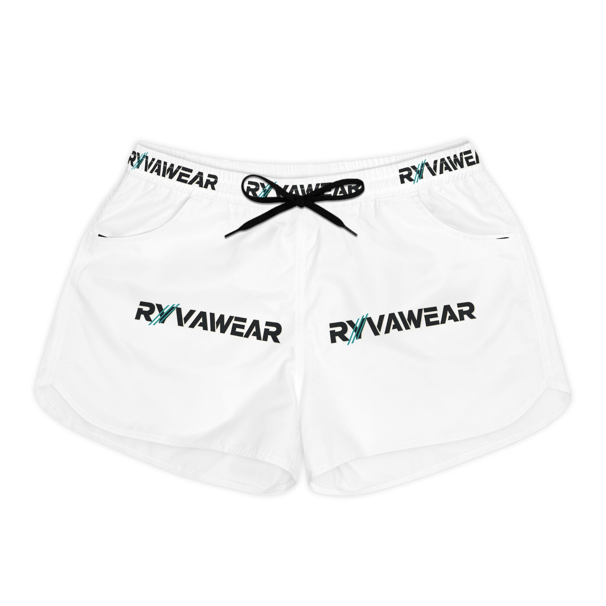 RyvaWear Logo Women's Casual Shorts — White All-Over Print Comfort Shorts
