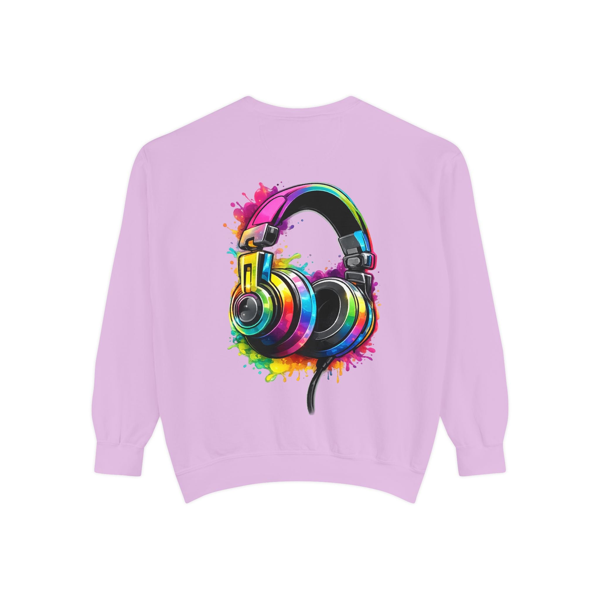 Sweatshirt — Colorful Watercolor Headphones Crewneck, Music Lover Graphic Sweatshirt