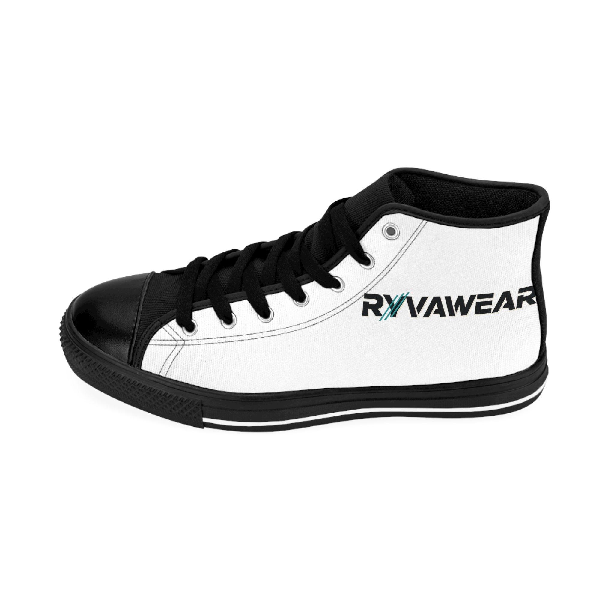 Women's High-Top Logo Sneakers — Classic White & Black Casual Canvas Shoes