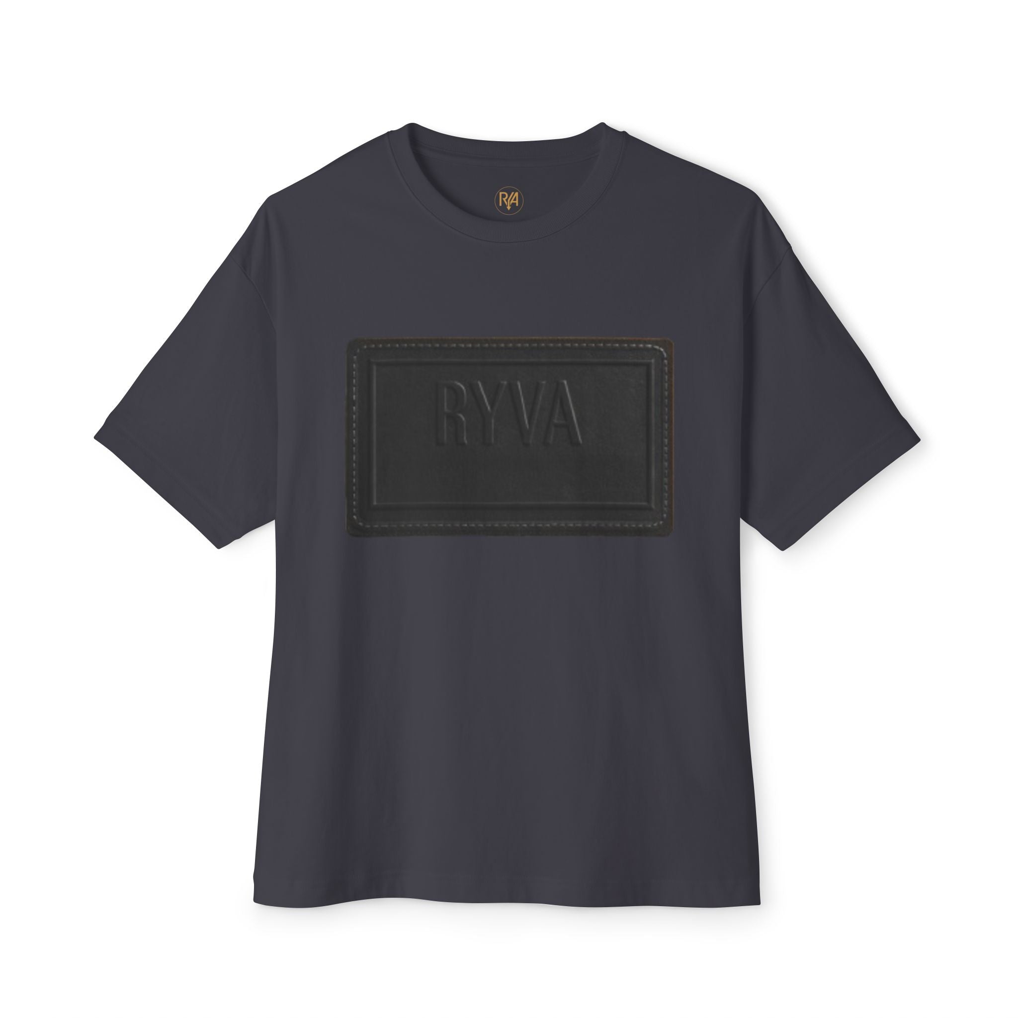 Boxy Tee — Black Embossed 'RVA' Logo Graphic