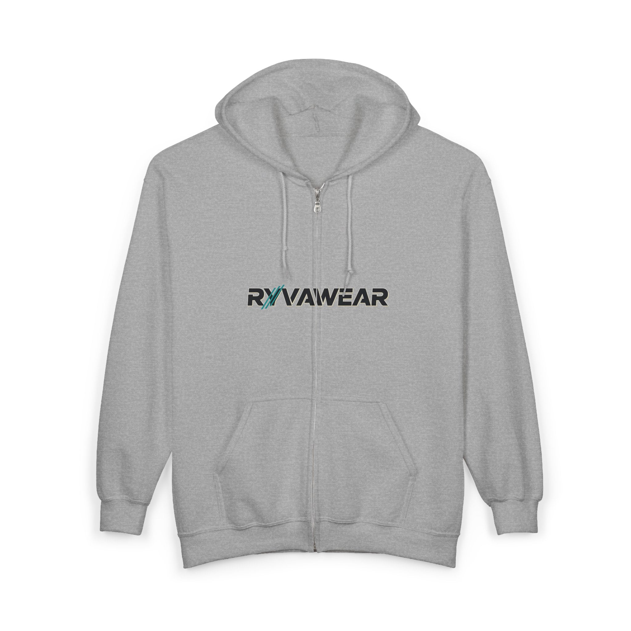 RyvaWear Logo Zip Hoodie — Black Full-Zip Hooded Sweatshirt