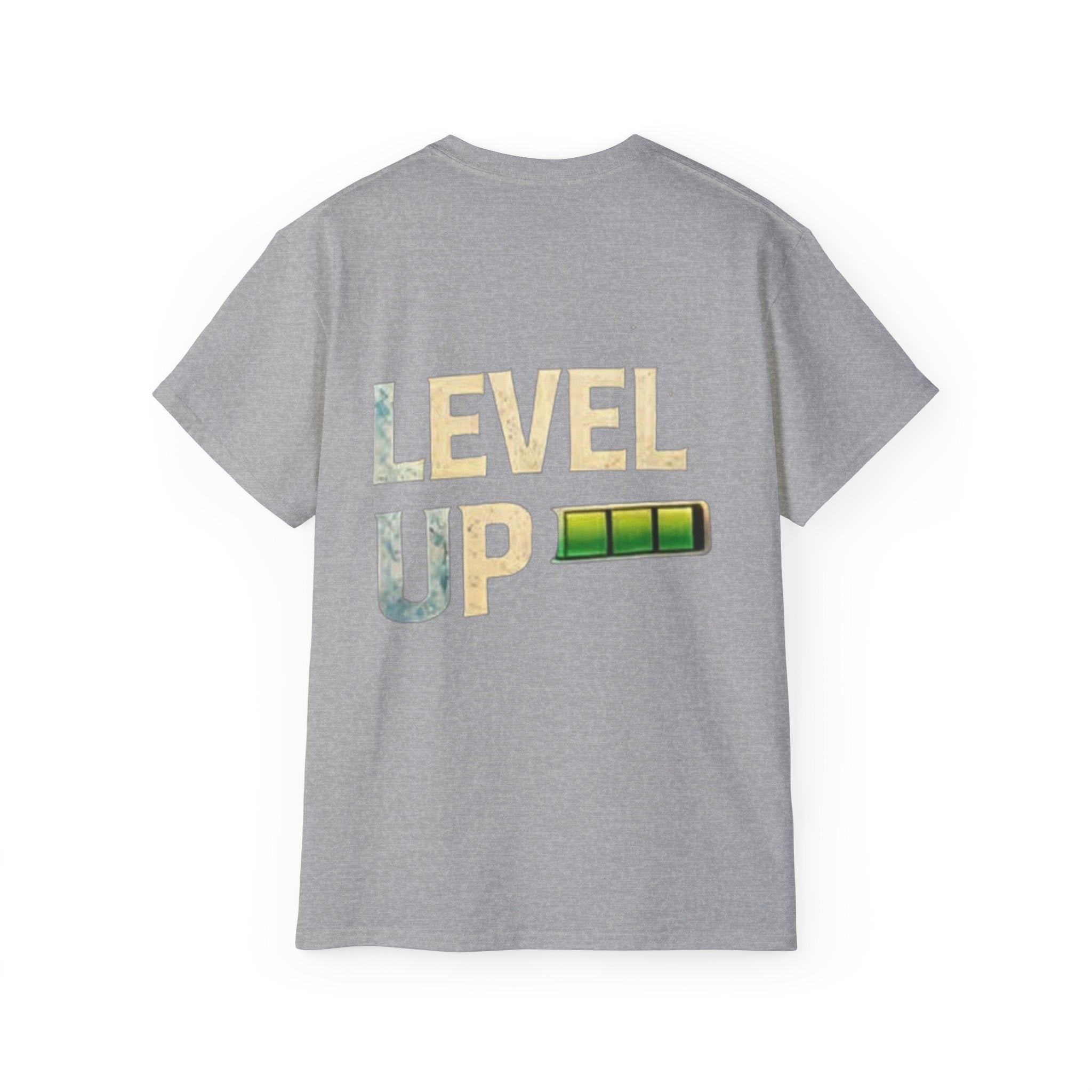 Level Up Tee — "LEVEL UP" Battery Progress Graphic T-Shirt