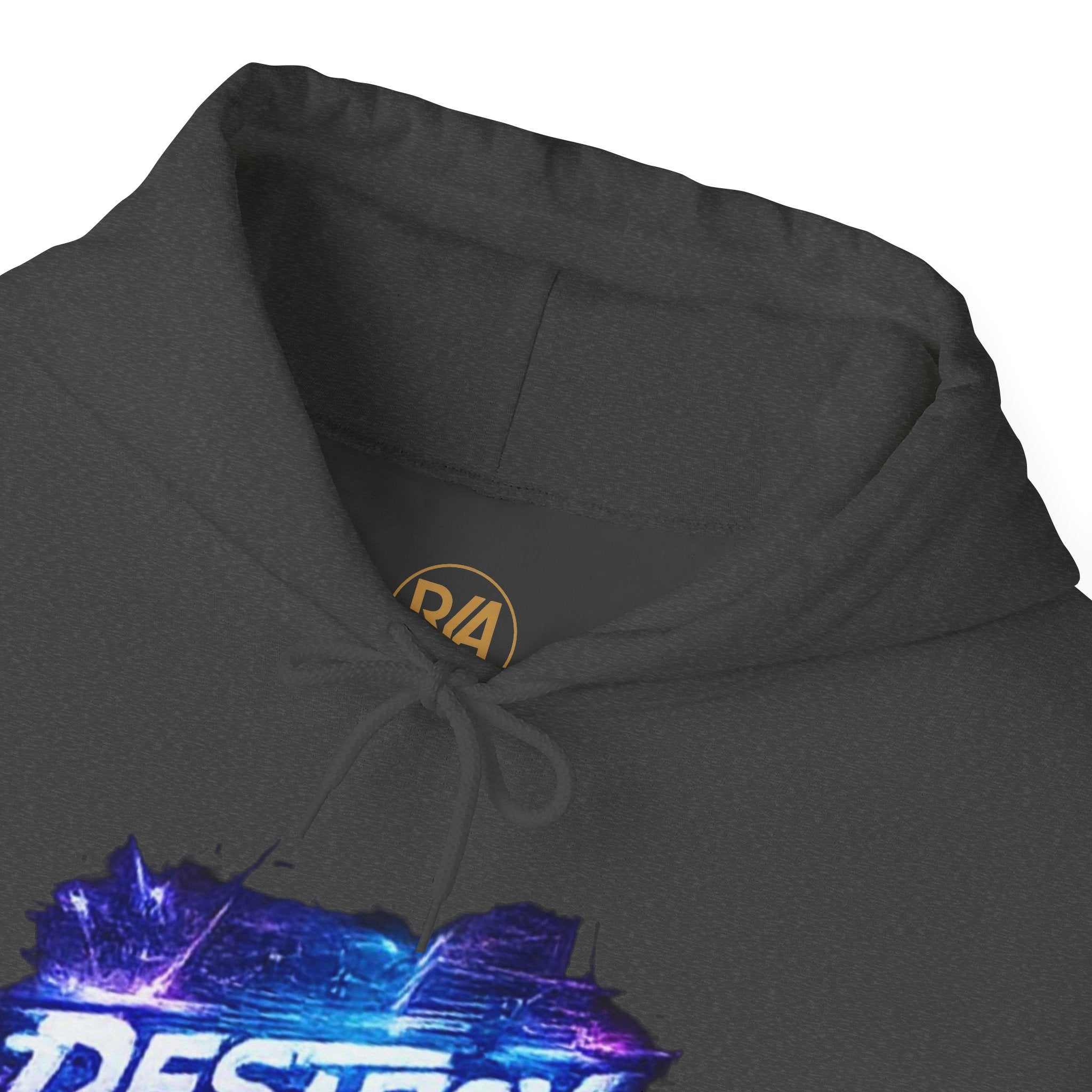Destroy Graphic Hoodie - Retro Cosmic Brushstroke Pullover