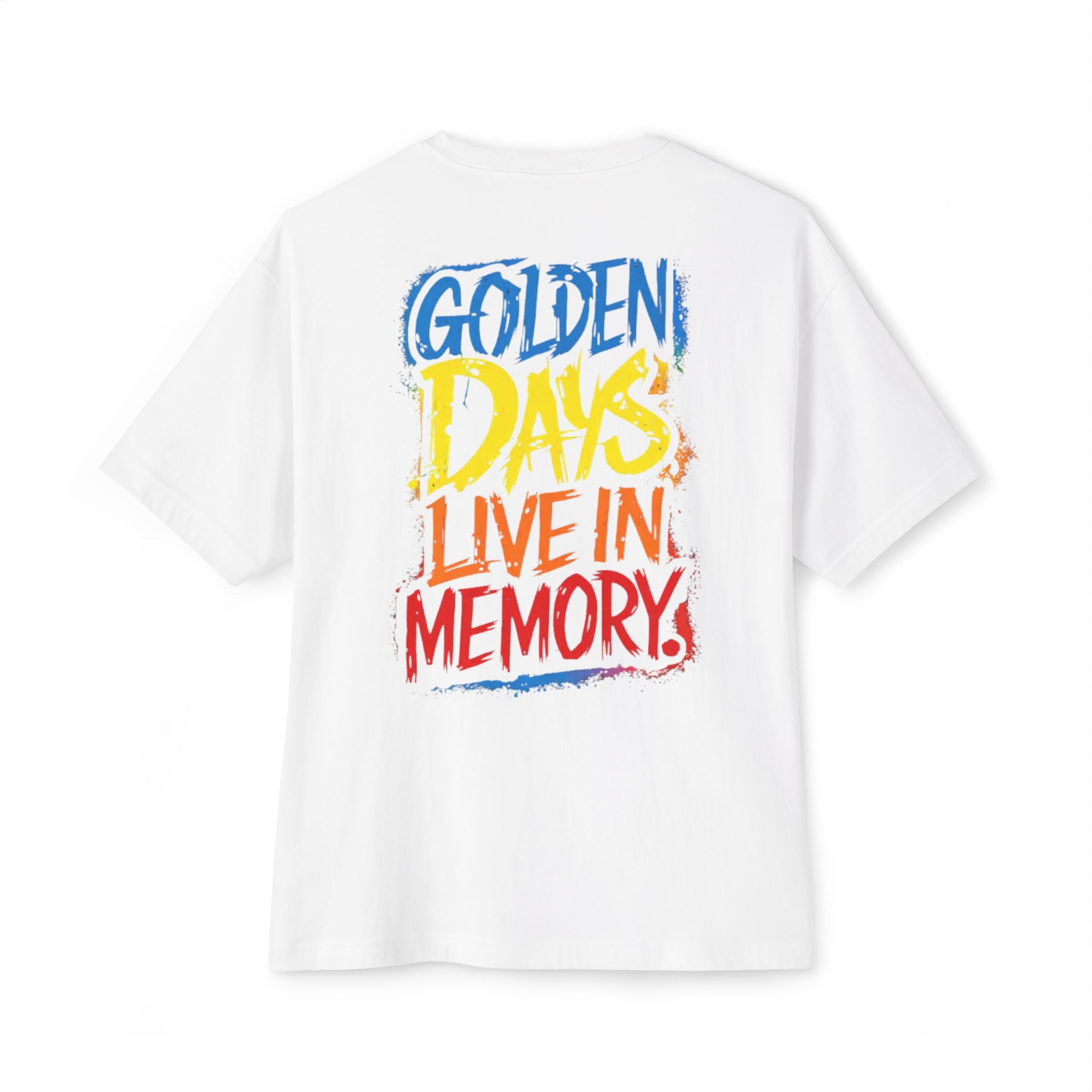 Golden Days Live In Memory Graphic Tee — Oversized Boxy White T-Shirt