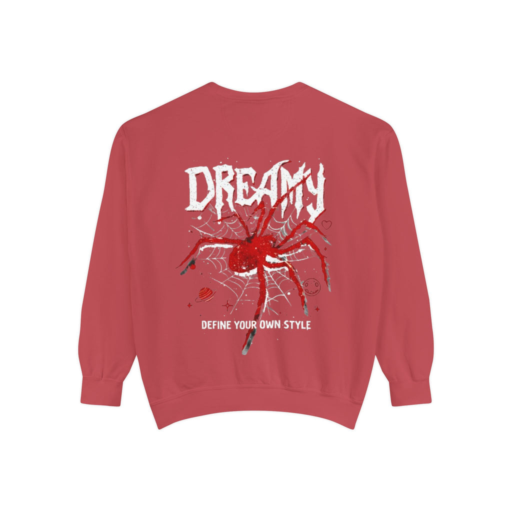 Dreamy Spider Sweatshirt — "Define Your Own Style" Garment-Dyed Crewneck