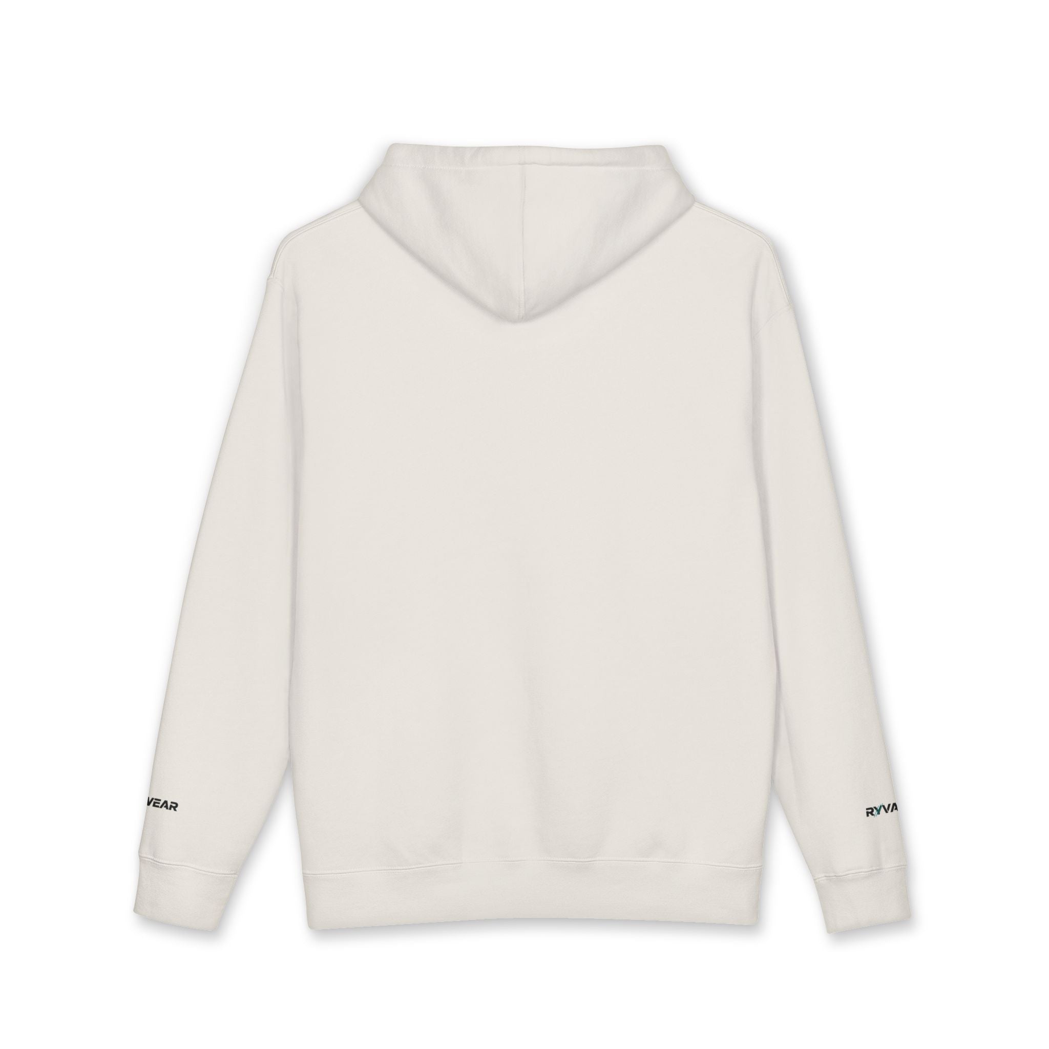 Minimal Logo Hoodie — White "RVNWEAR" Chest & Sleeve Print
