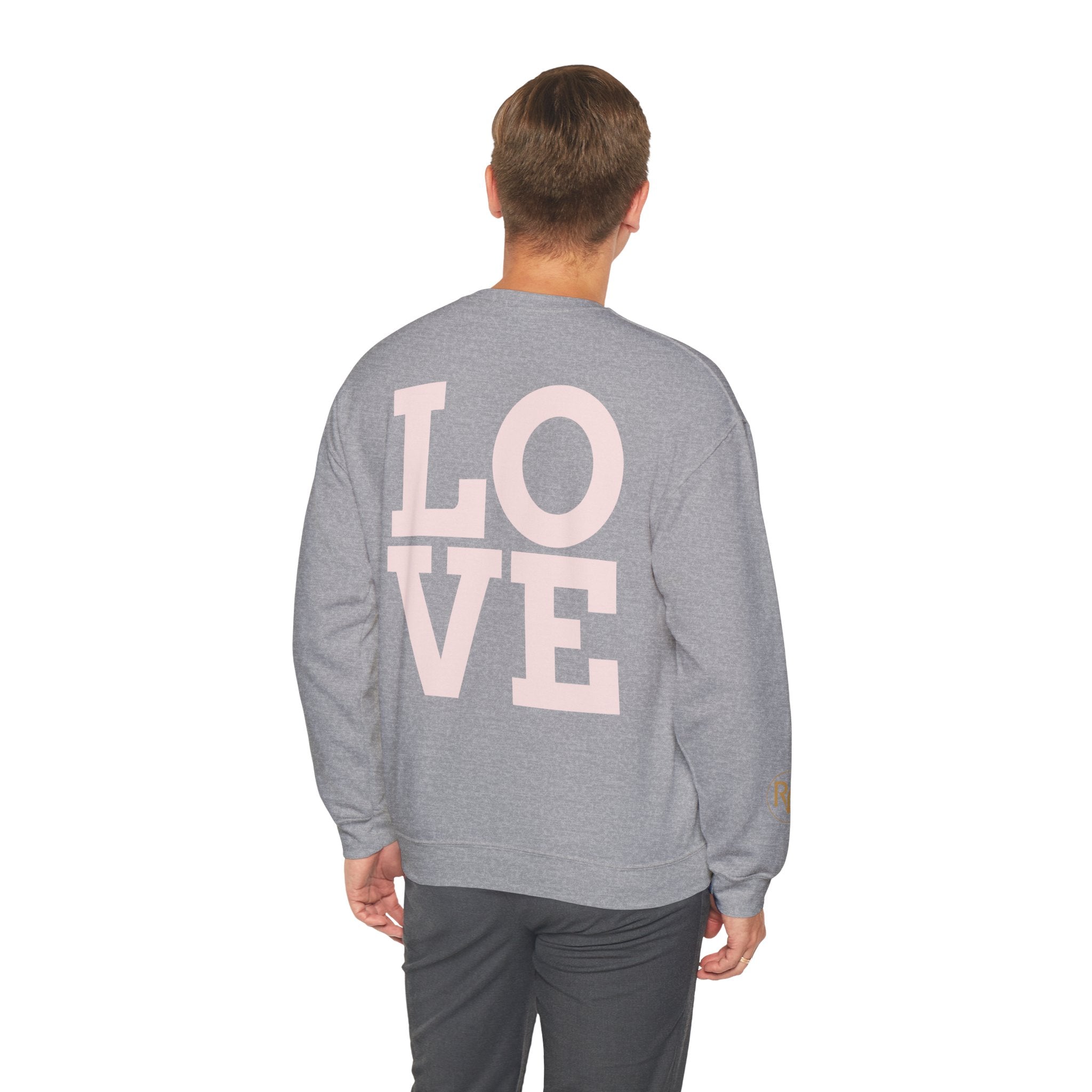 Crewneck Sweatshirt - Pink 'LOVE' Back Print with Minimal Logo