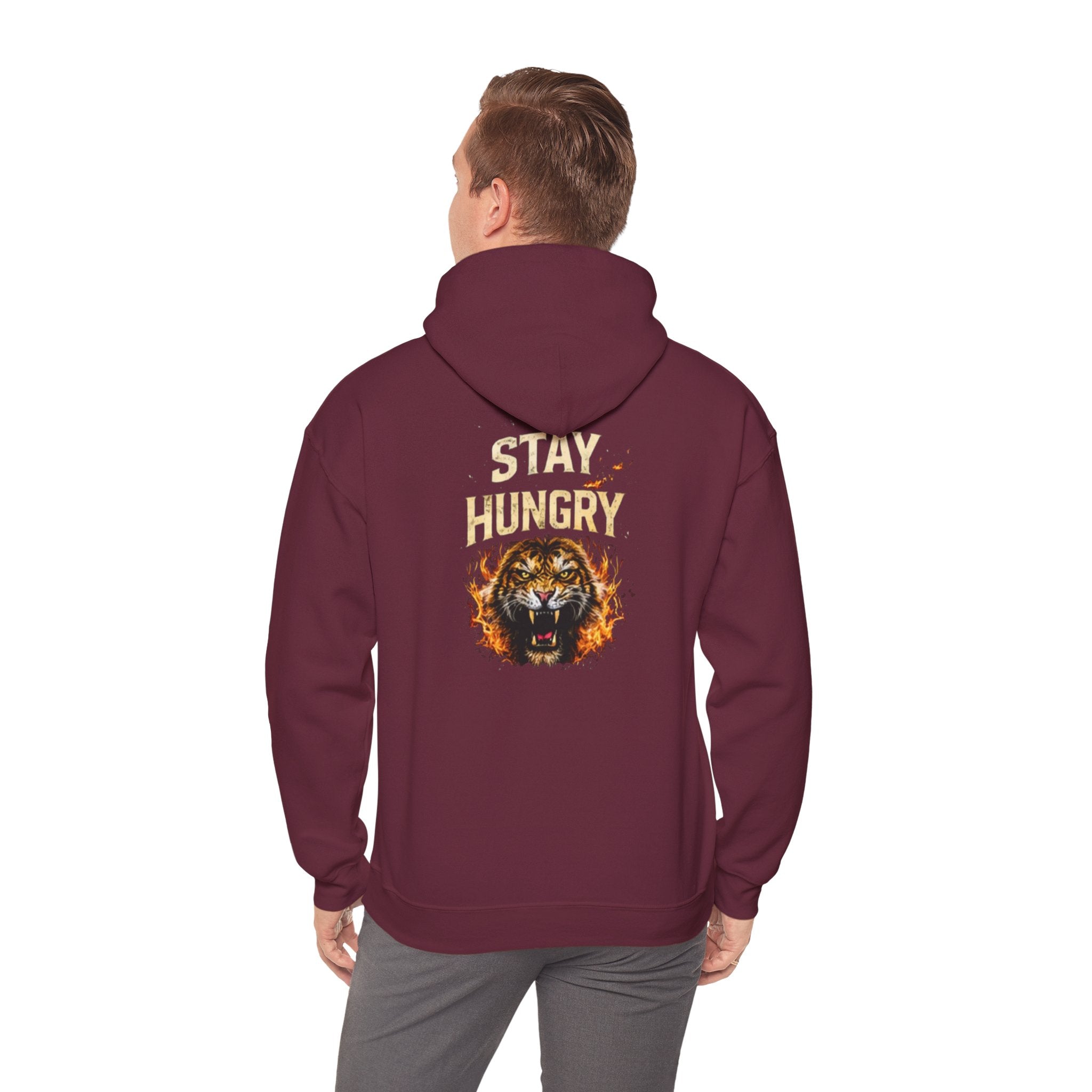 Lion "Stay Hungry" Hoodie – Motivational Graphic Pullover