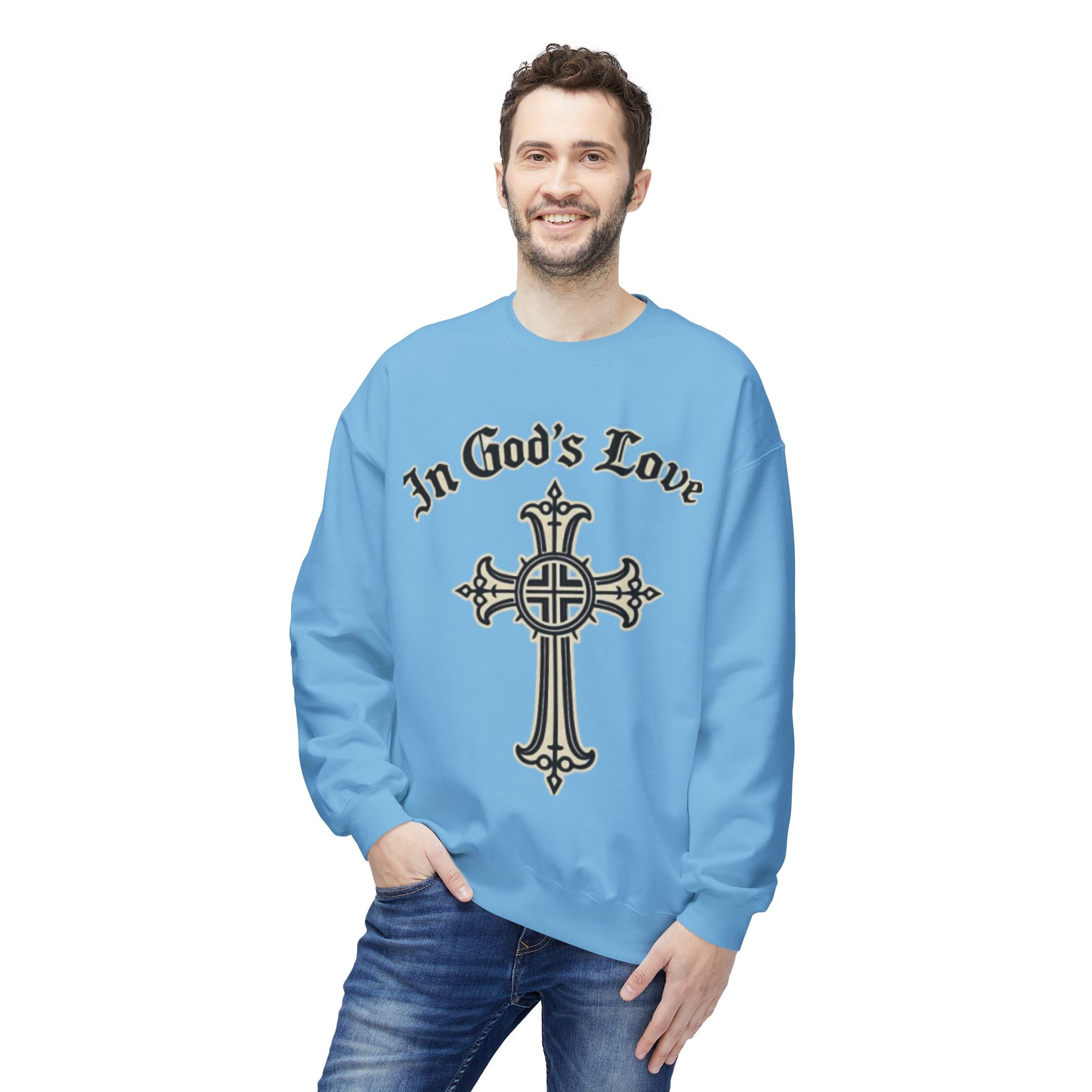 In God's Love Cross Crewneck Sweatshirt — Christian Faith Pullover