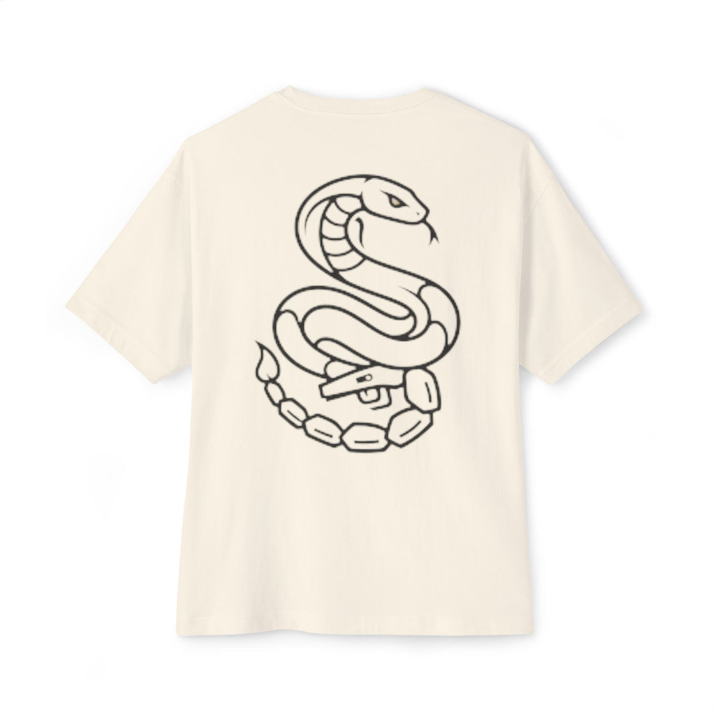 Snake Outline Boxy Tee — Minimal Back Graphic Oversized T-Shirt